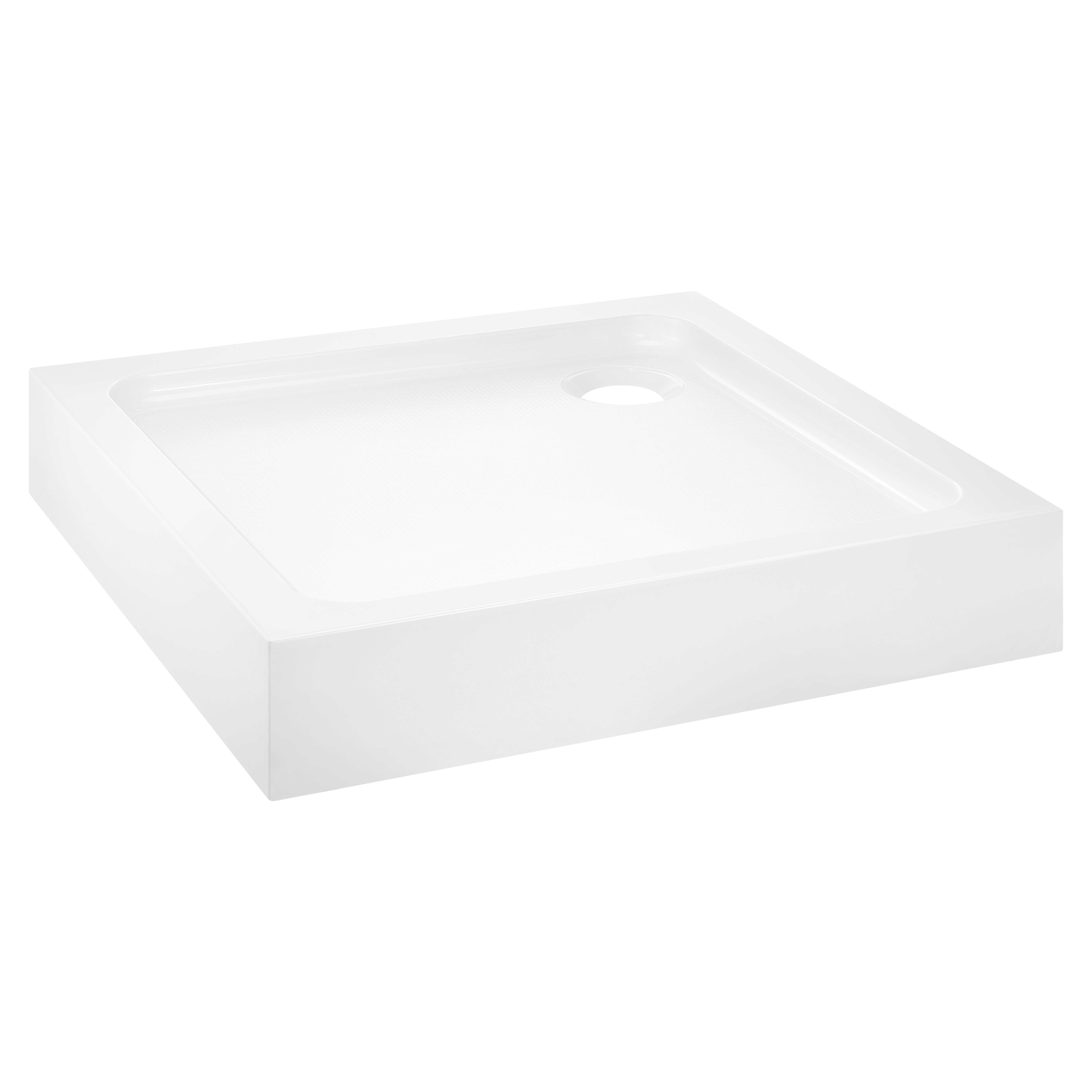 Dommel Gloss White Square Corner drain Shower tray (L)76cm (W)76cm (H)15cm