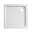 Dommel Gloss White Square Corner drain Shower tray (L)76cm (W)76cm (H)15cm