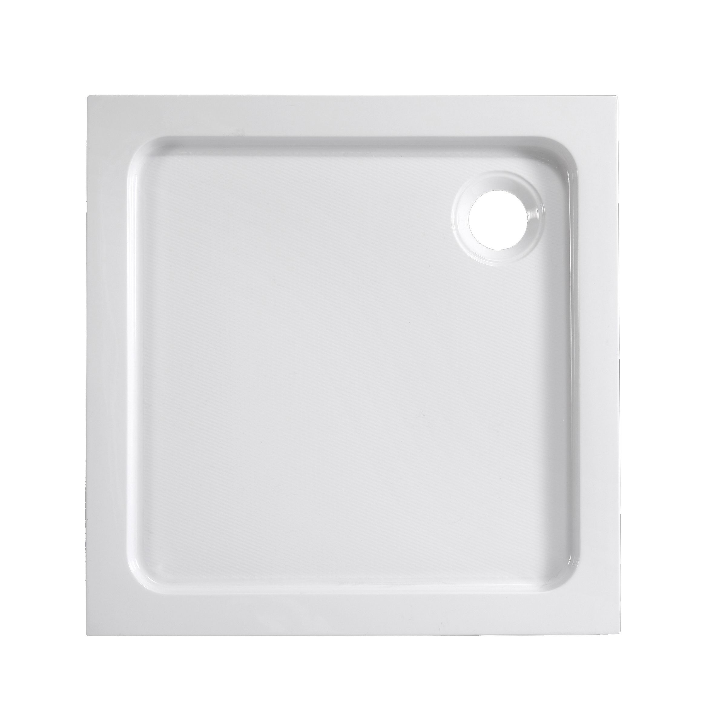 Dommel Gloss White Square Corner drain Shower tray (L)76cm (W)76cm (H)15cm