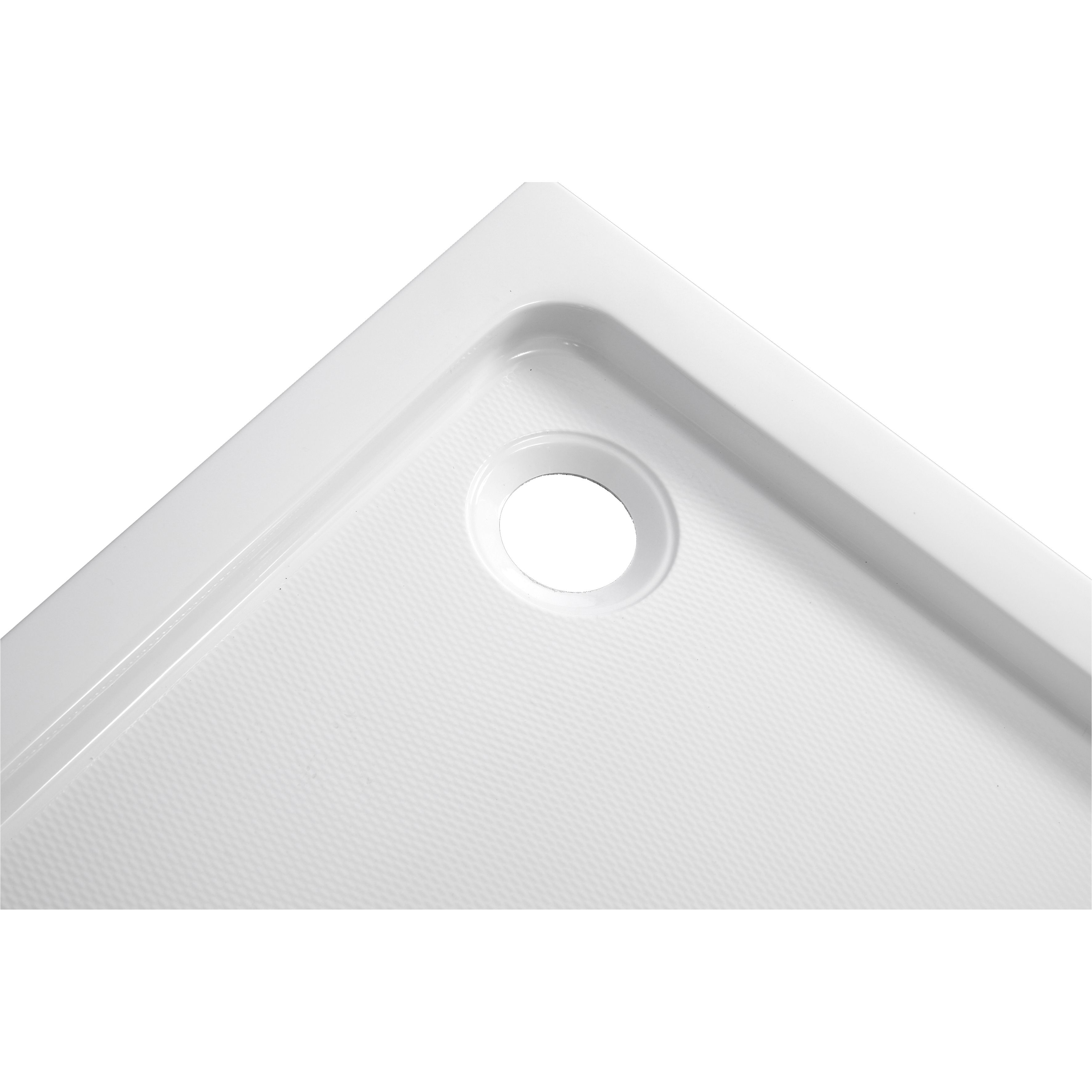 Dommel Gloss White Square Corner drain Shower tray (L)76cm (W)76cm (H)15cm