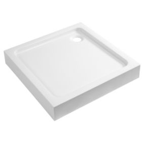 Dommel Gloss White Square Corner drain Shower tray (L)90cm (W)90cm (H)15cm