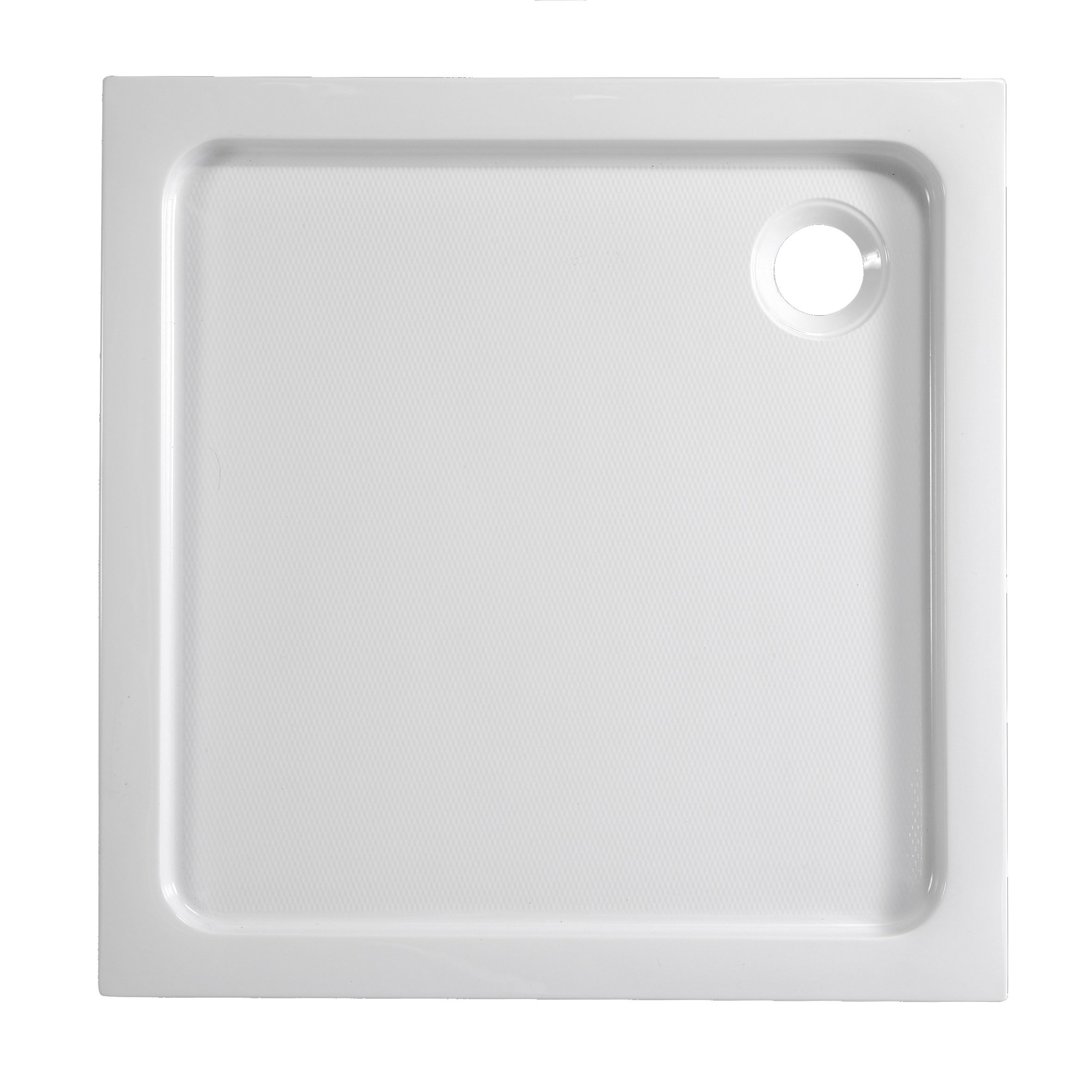 Dommel Gloss White Square Corner drain Shower tray (L)90cm (W)90cm (H)15cm