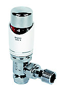 Drayton 07 05 150 White/chrome Angled Thermostatic Radiator valve (Dia)15mm