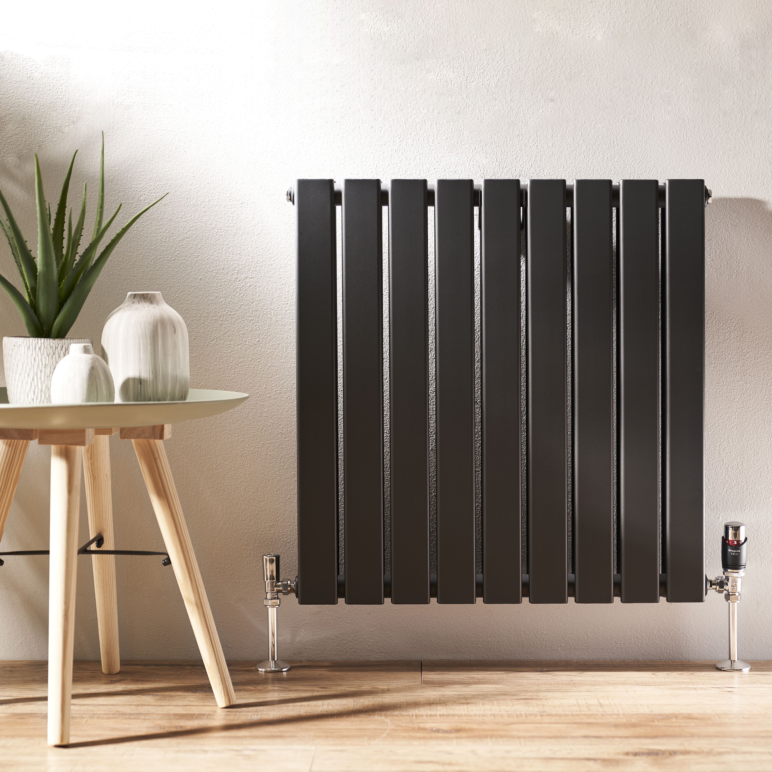 Drayton 07 05 210 Anthracite Angled Thermostatic Radiator valve & lockshield (Dia)15mm