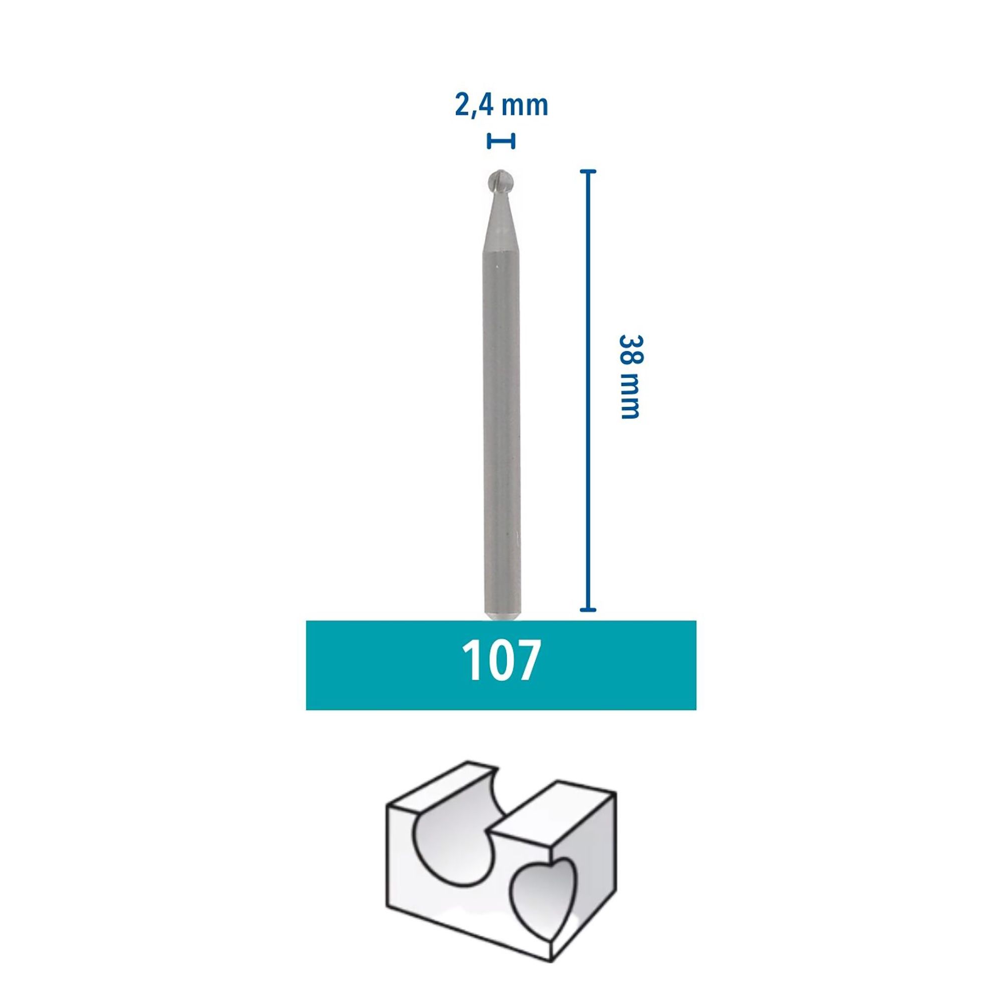 Dremel 2.4mm Engraving tip 107, Pack of 3