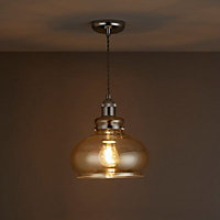 Drew Pendant Antique brass effect Ceiling light
