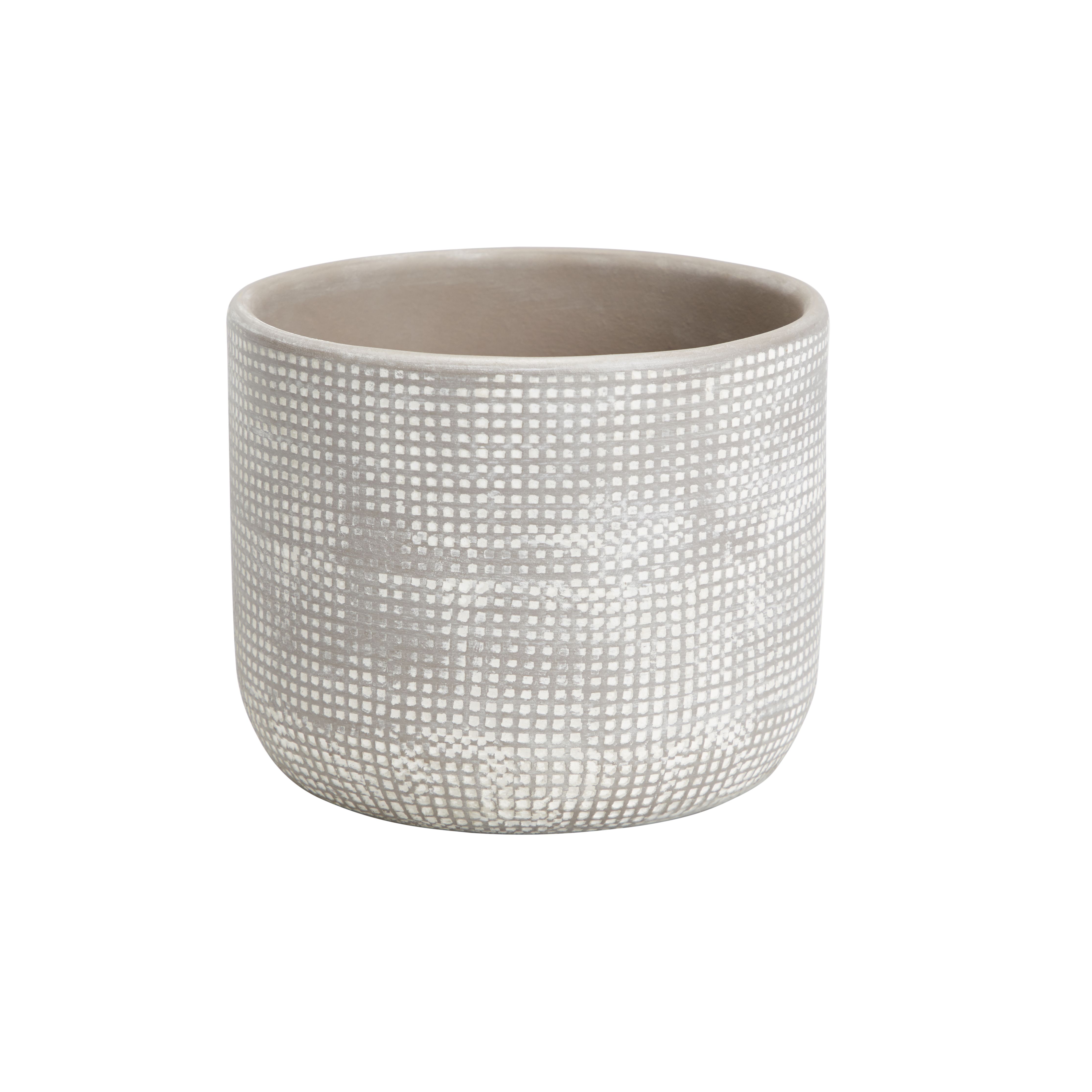Driftwood Clay Dotted Circular Plant pot (Dia)12cm