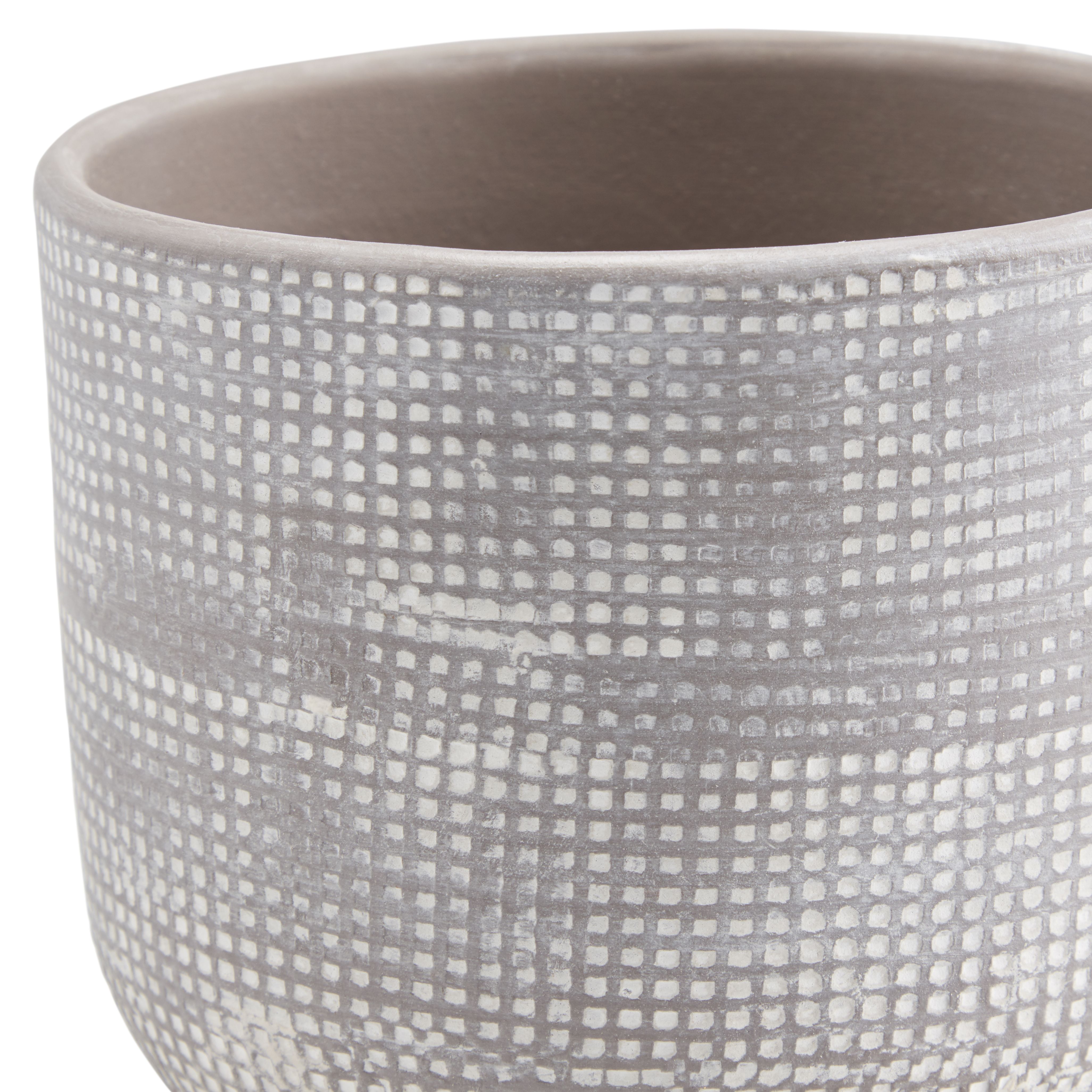 Driftwood Clay Dotted Circular Plant pot (Dia)12cm