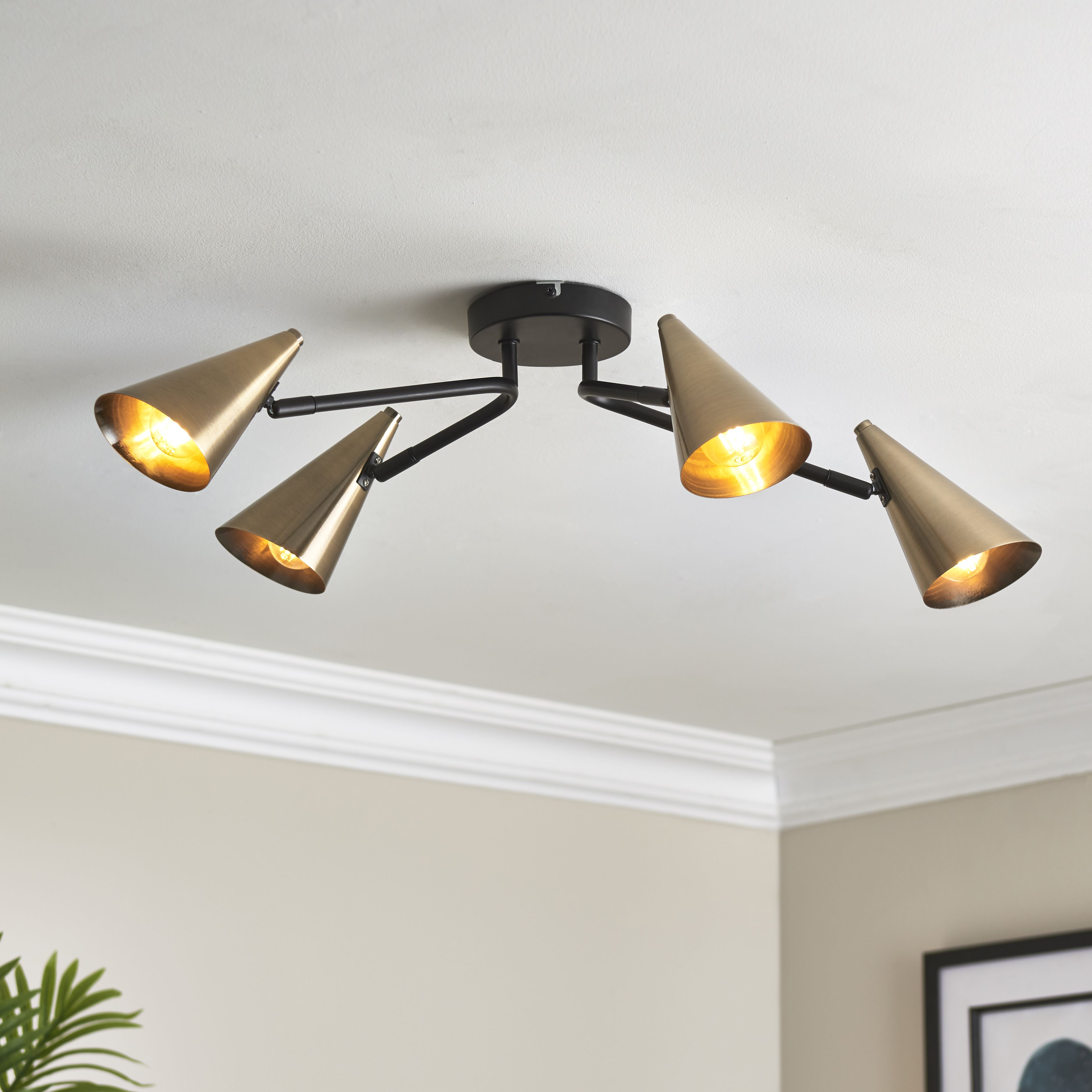 Dual Matt Steel Black 4 Lamp Ceiling light