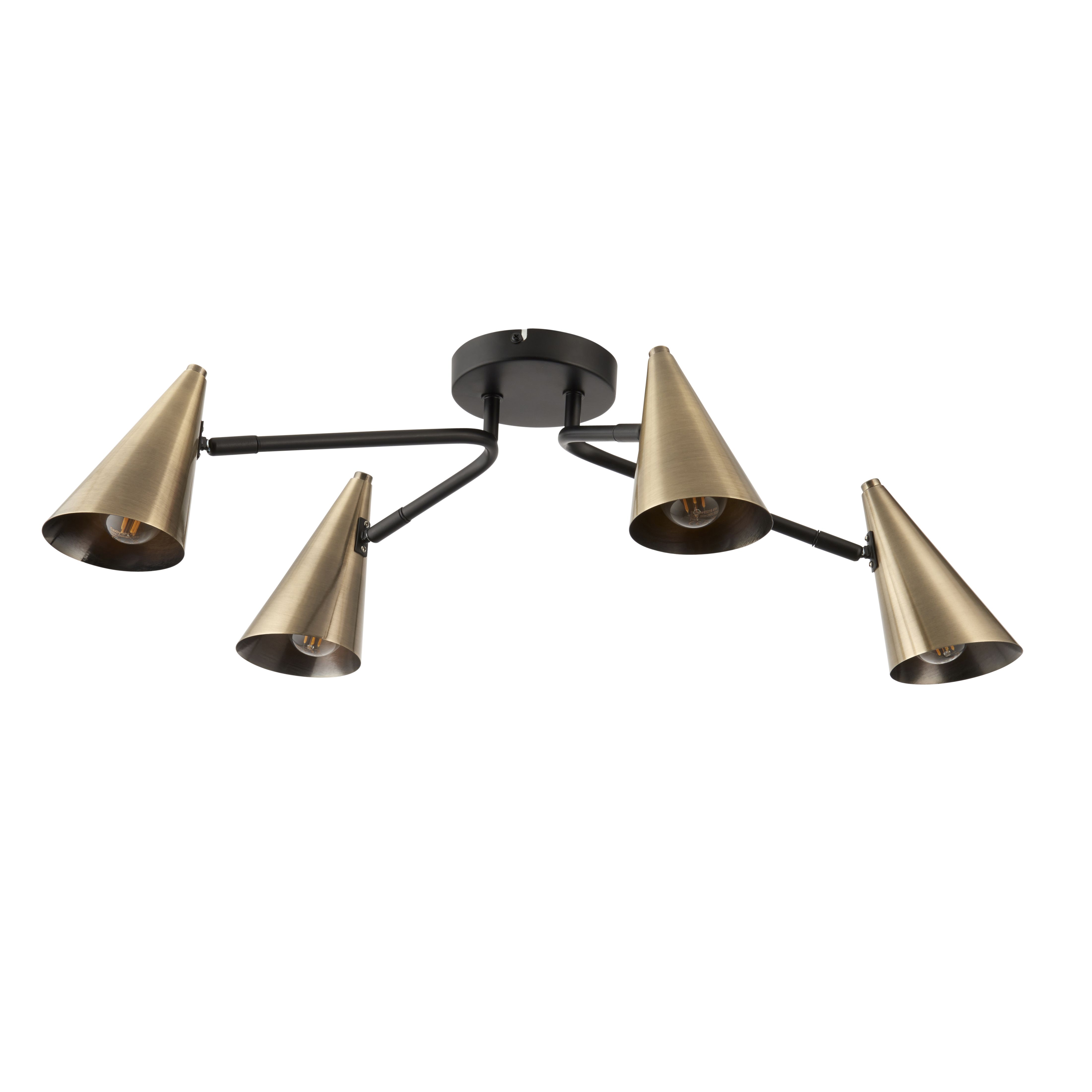 Dual Matt Steel Black 4 Lamp Ceiling light