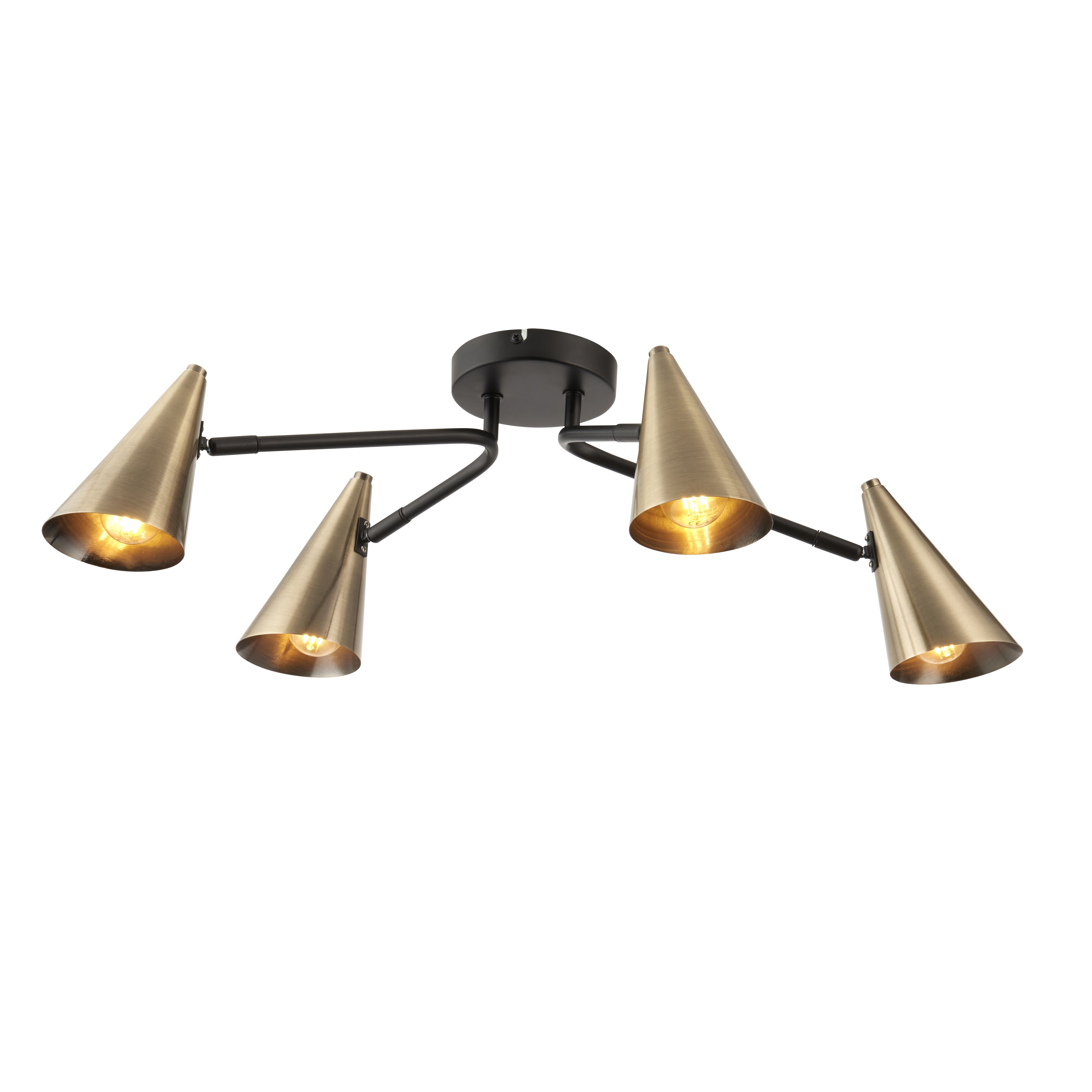 Dual Matt Steel Black 4 Lamp Ceiling light