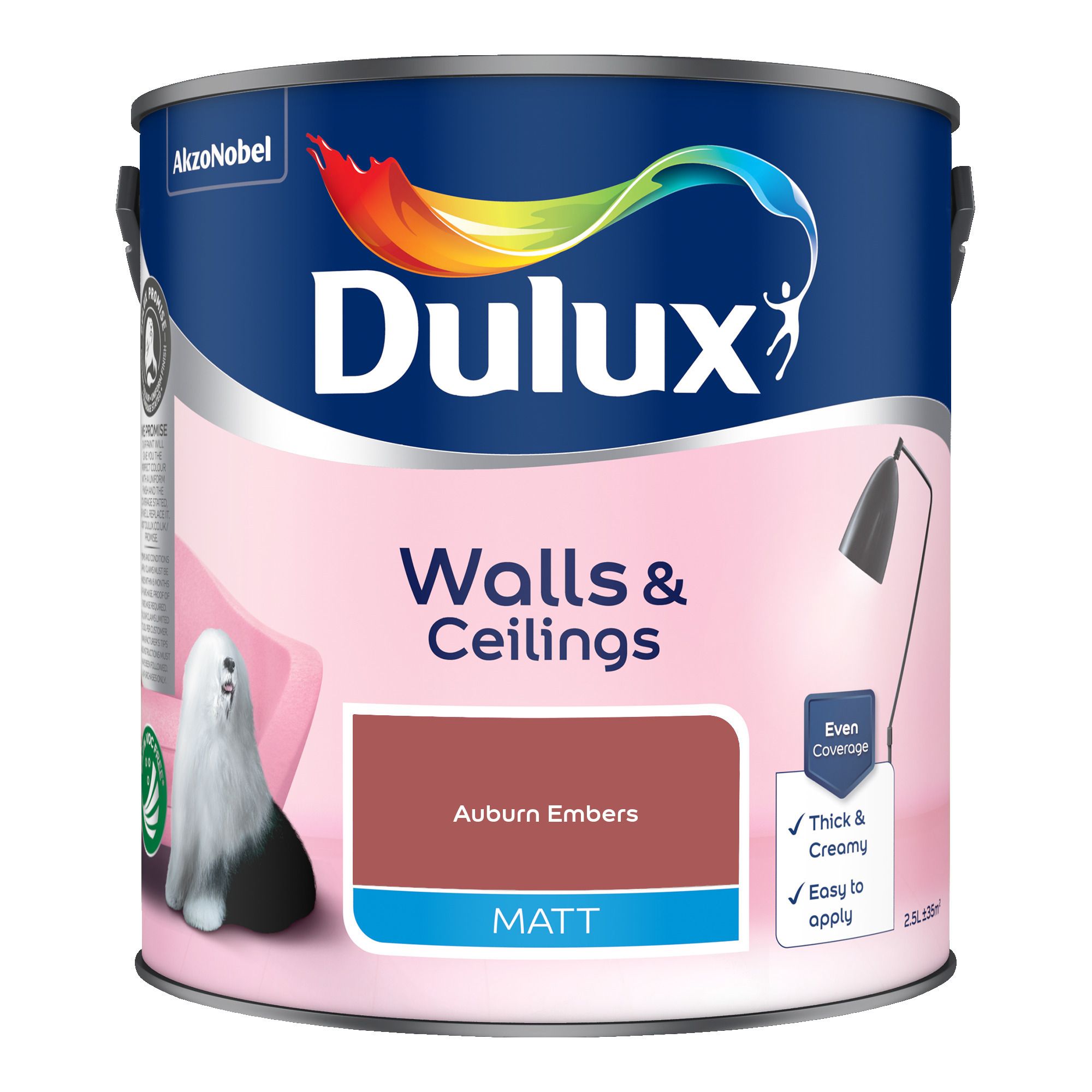 Dulux Auburn Embers Matt Wall & ceiling Emulsion paint, 2.5L