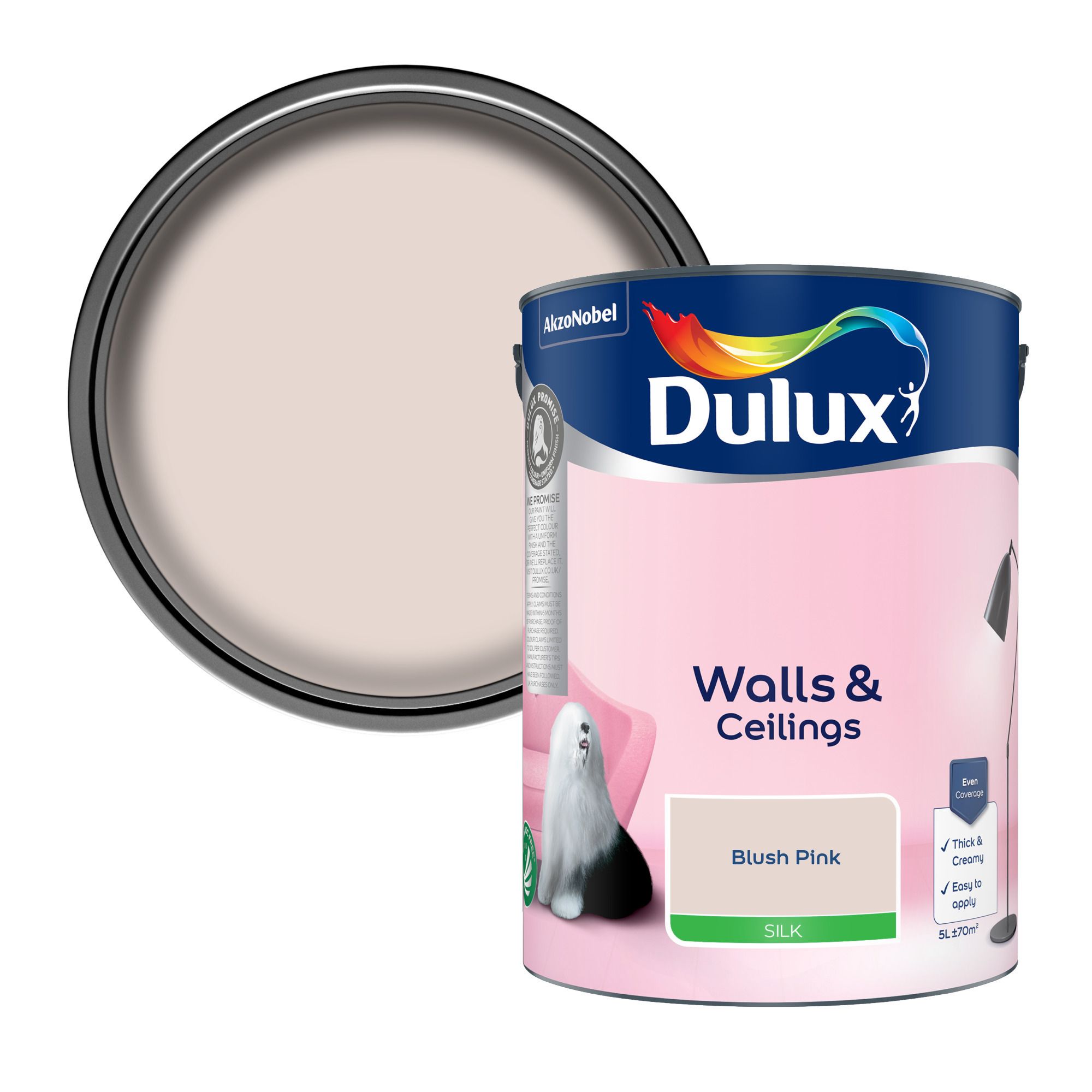Dulux Blush Pink Silk Wall & ceiling Emulsion paint, 5L