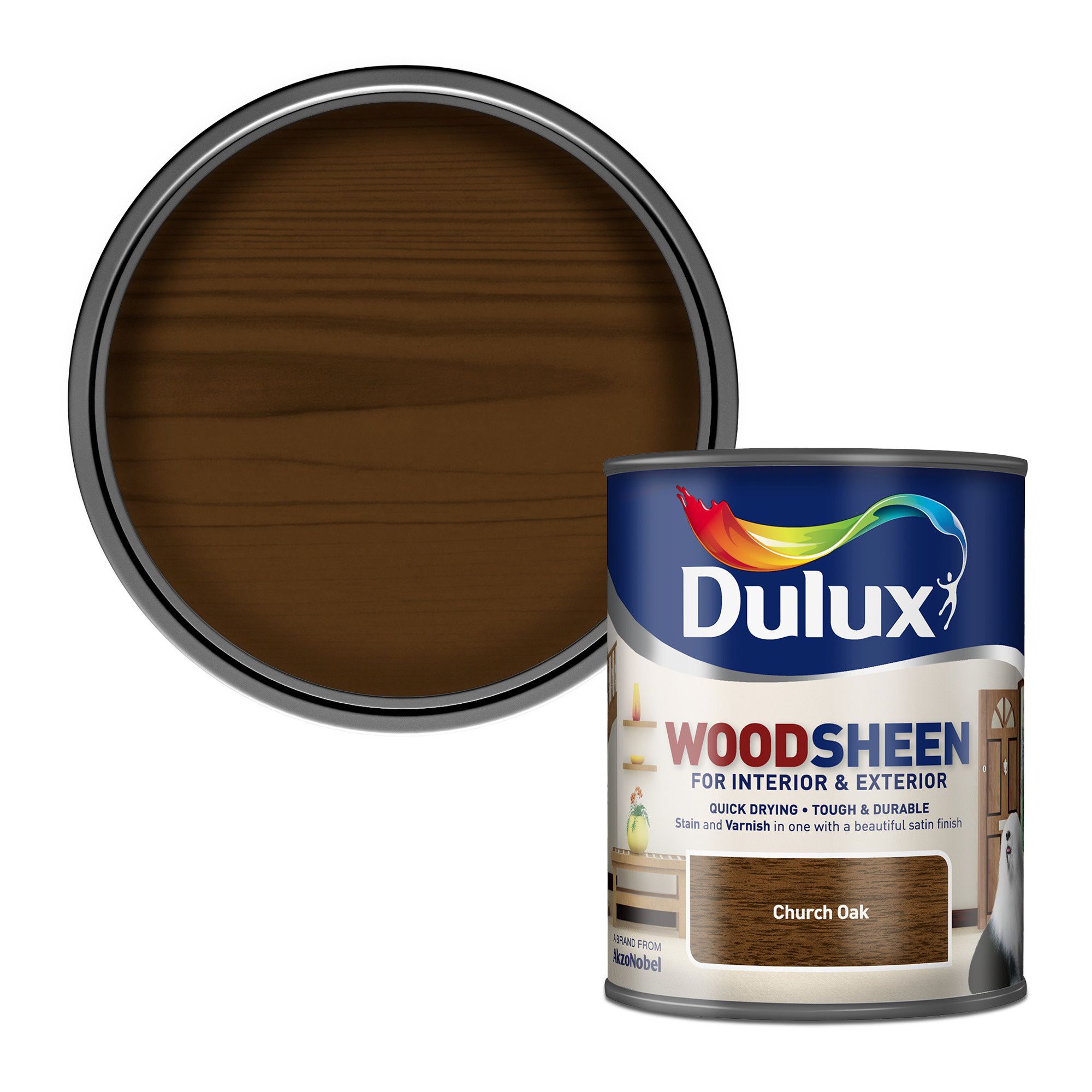 Dulux Church oak Satin Doors & window frames Wood stain, 750ml Tradepoint