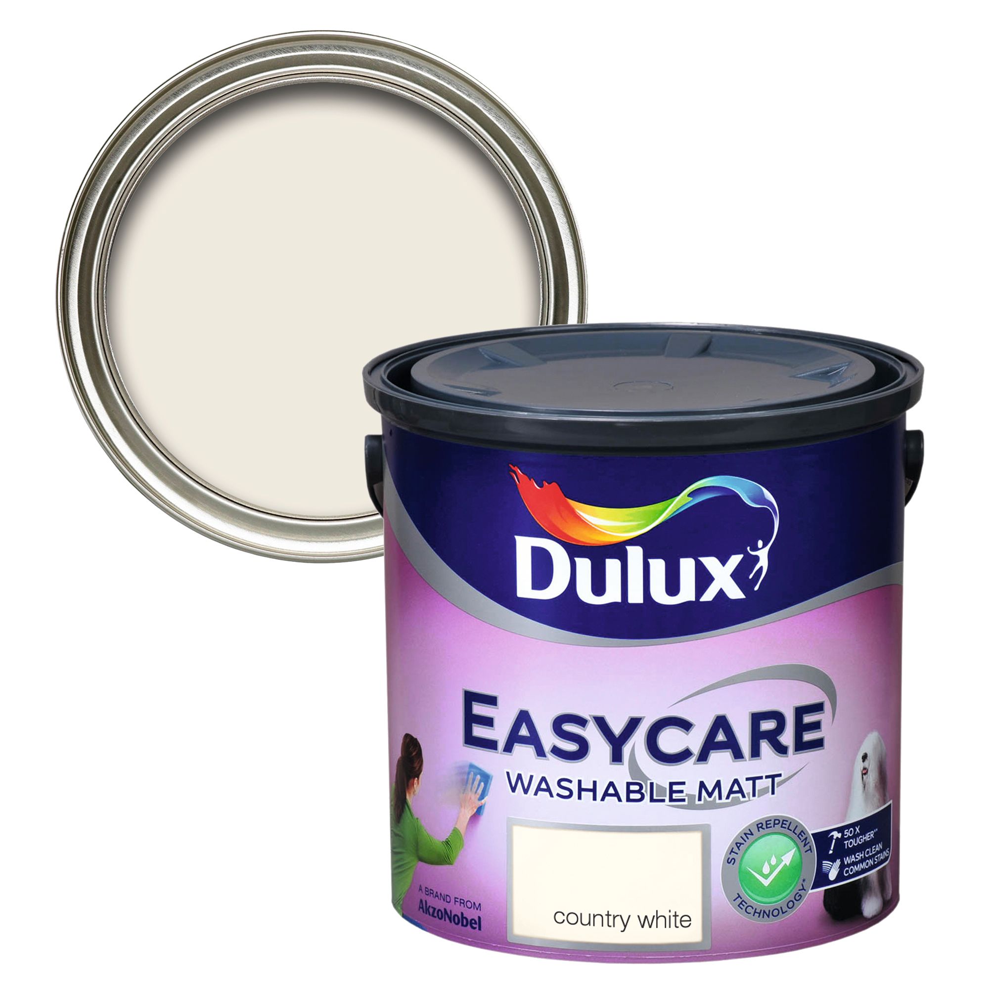 Dulux Country white Flat matt Emulsion paint, 2.5L Tradepoint