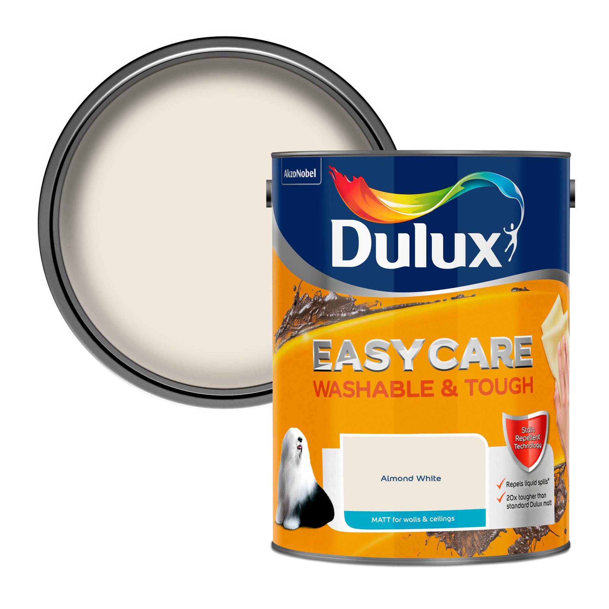 Dulux Easycare Almond white Matt Emulsion paint, 5L Tradepoint