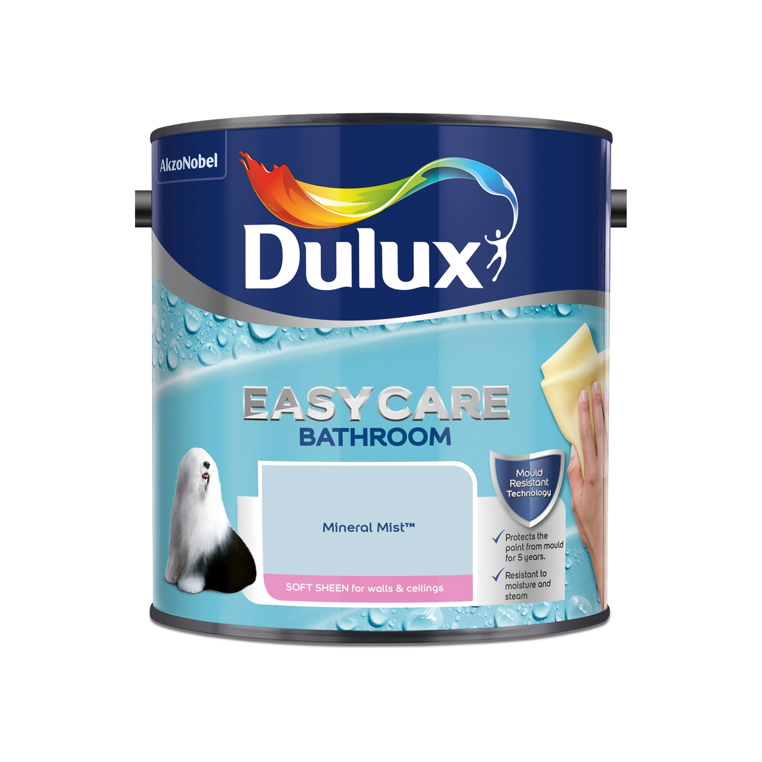 Dulux Easycare Bathroom Mineral mist Soft sheen Emulsion paint, 2.5L