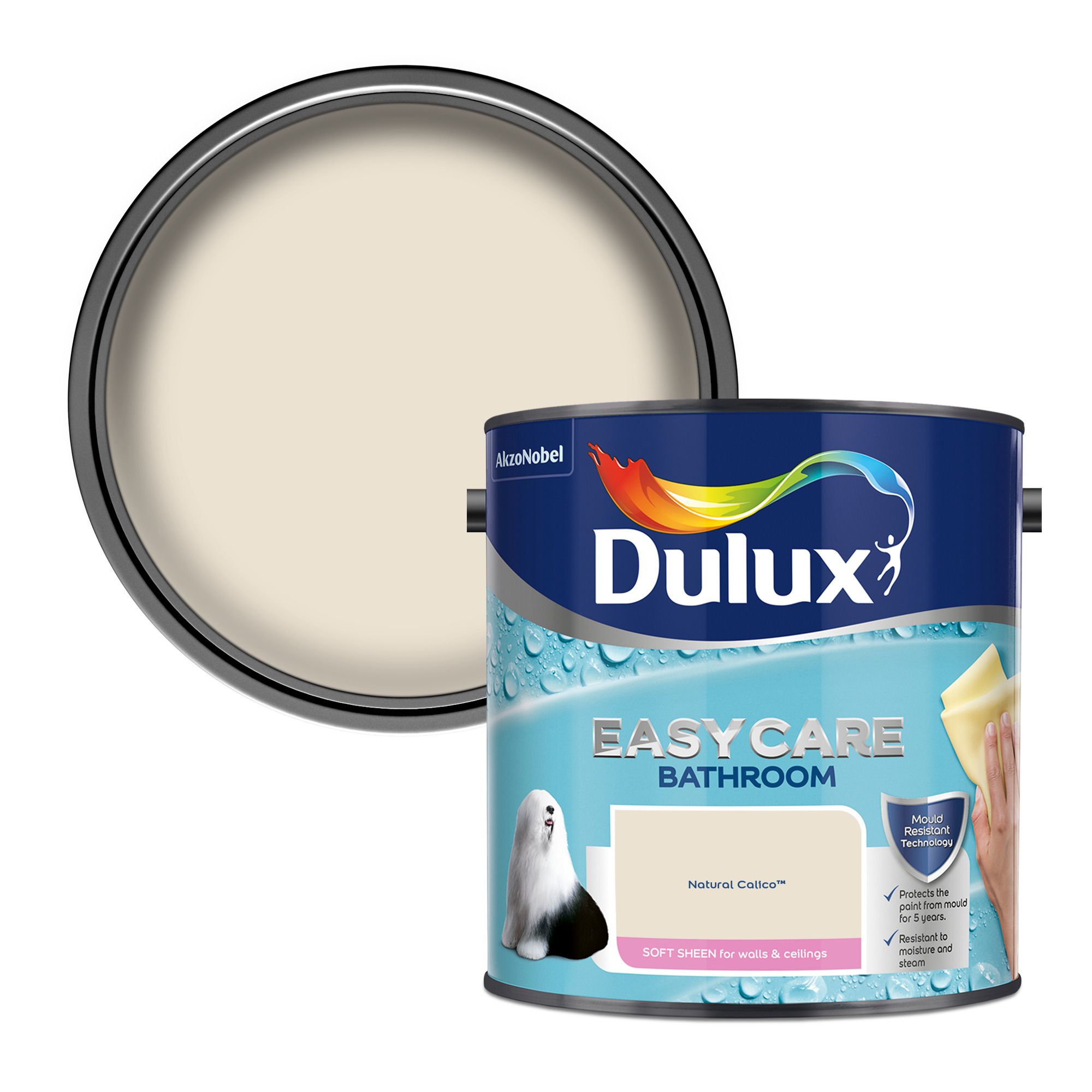 Dulux Easycare Bathroom Natural calico Soft sheen Emulsion paint, 2.5L