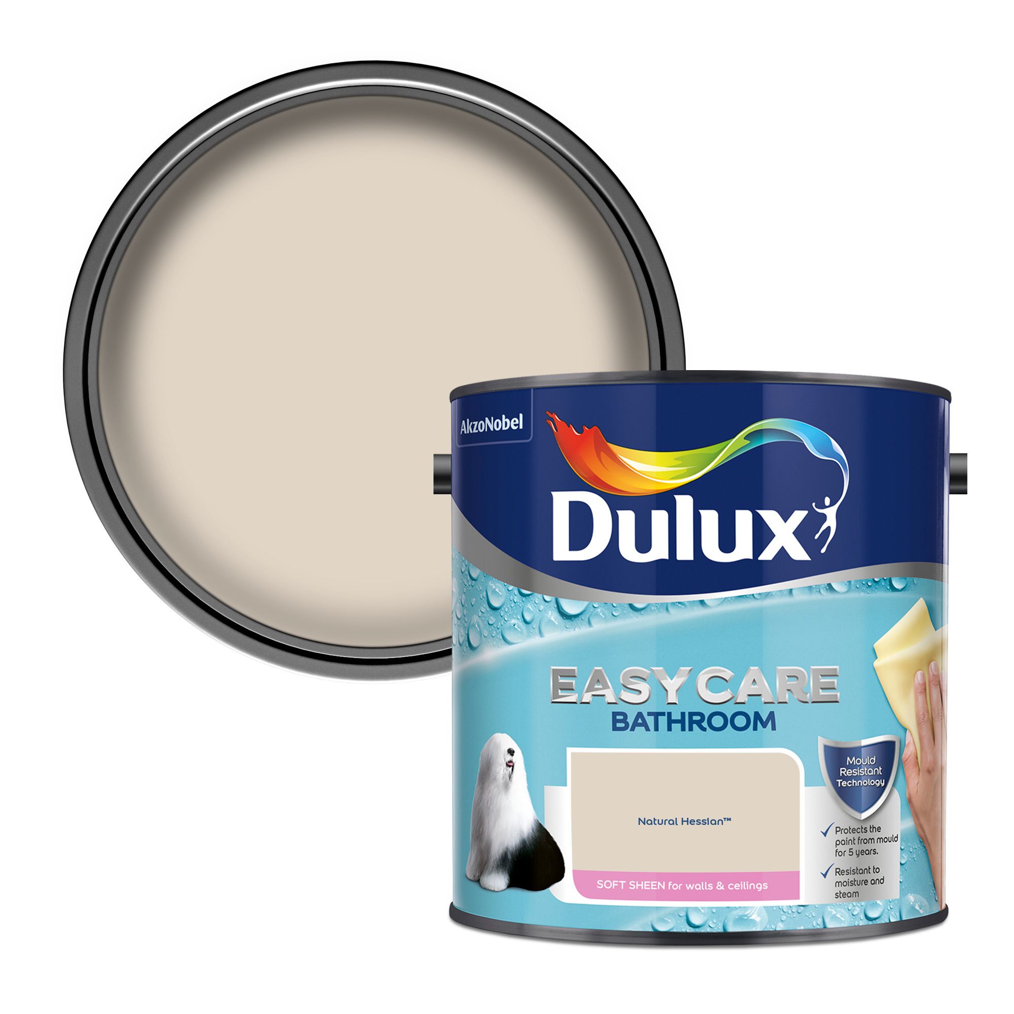 Dulux Easycare Bathroom Natural hessian Soft sheen Emulsion paint, 2.5L