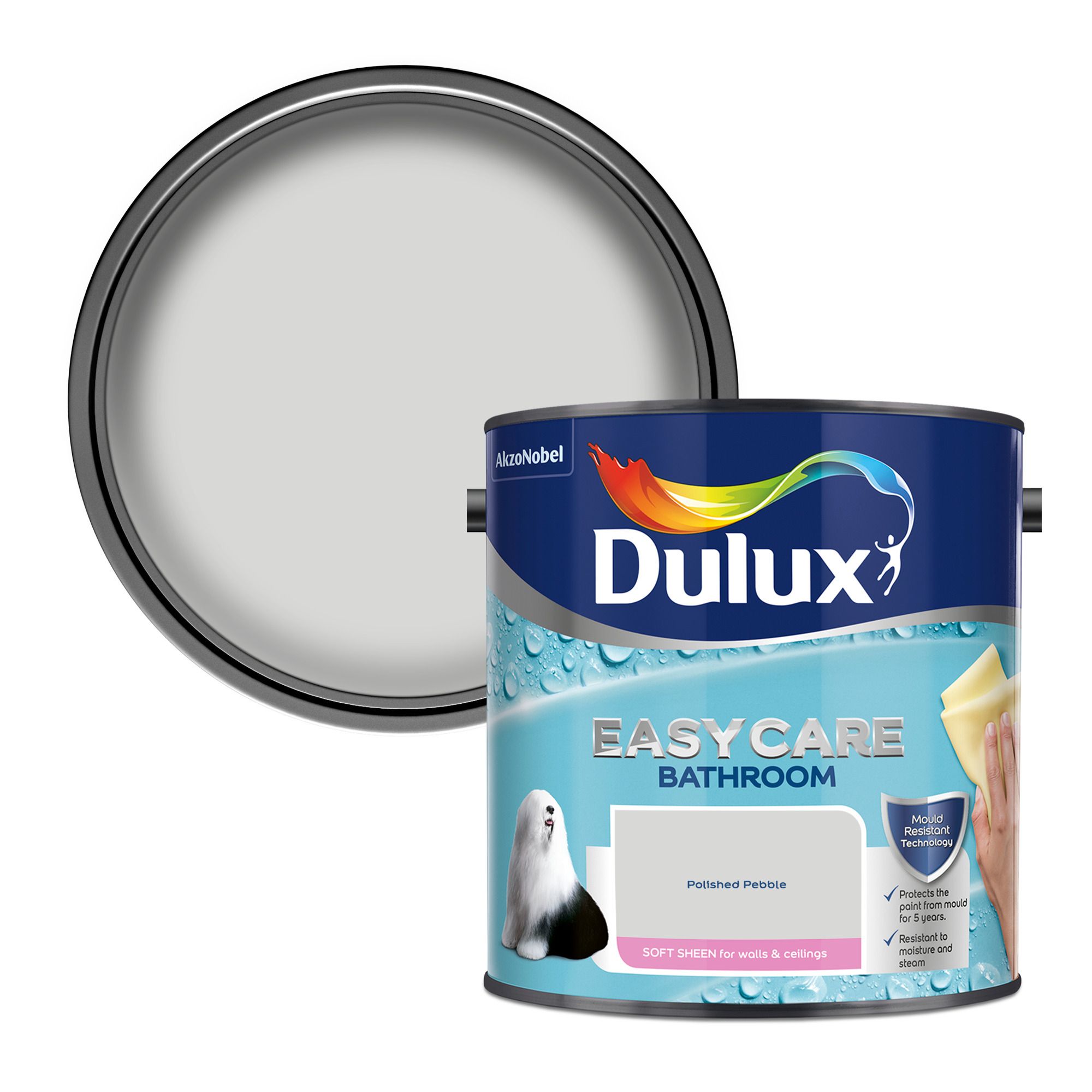 Dulux Easycare Bathroom Polished pebble Soft sheen Emulsion paint, 2.5L