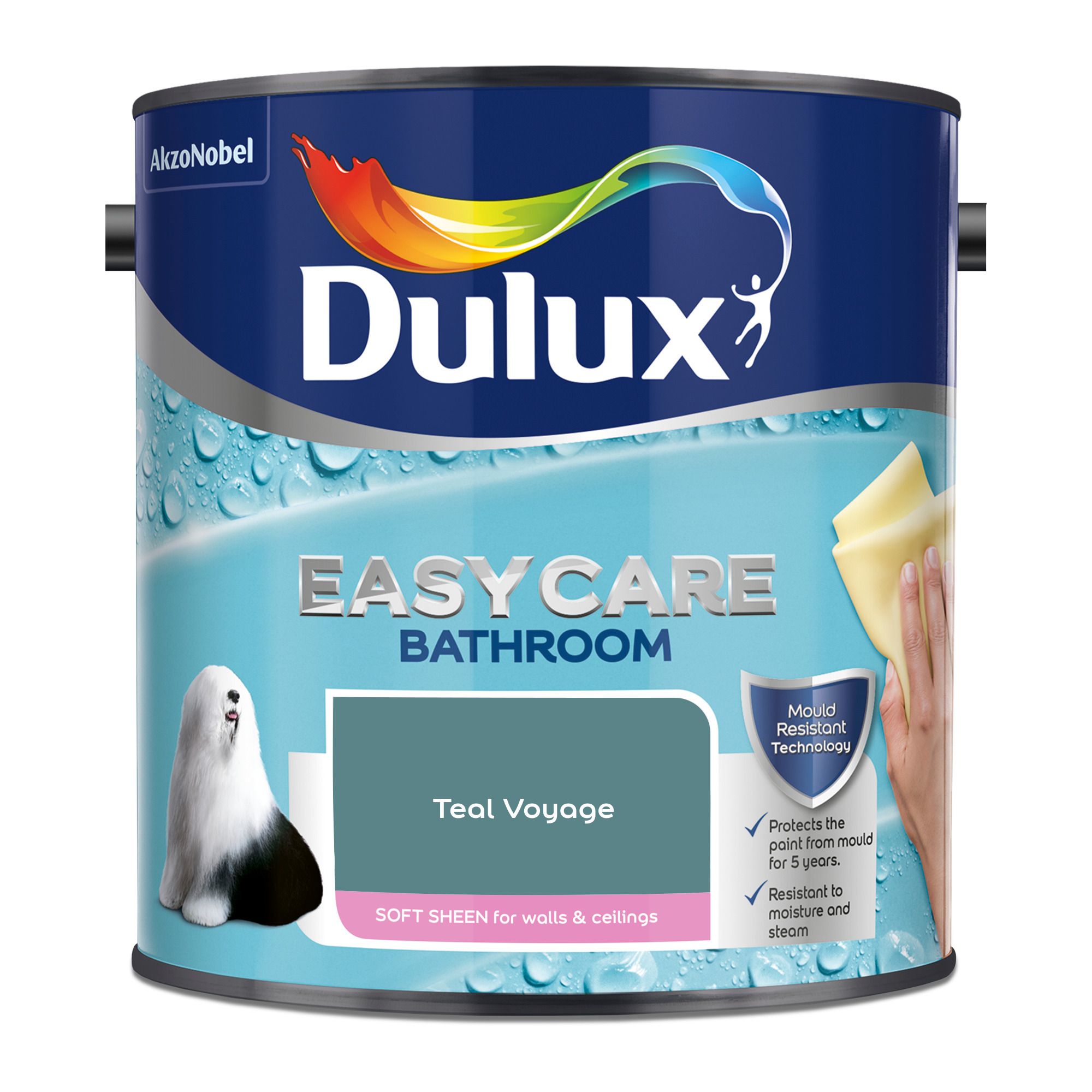 Dulux Easycare Bathroom Teal Voyage Soft sheen Wall paint, 2.5L