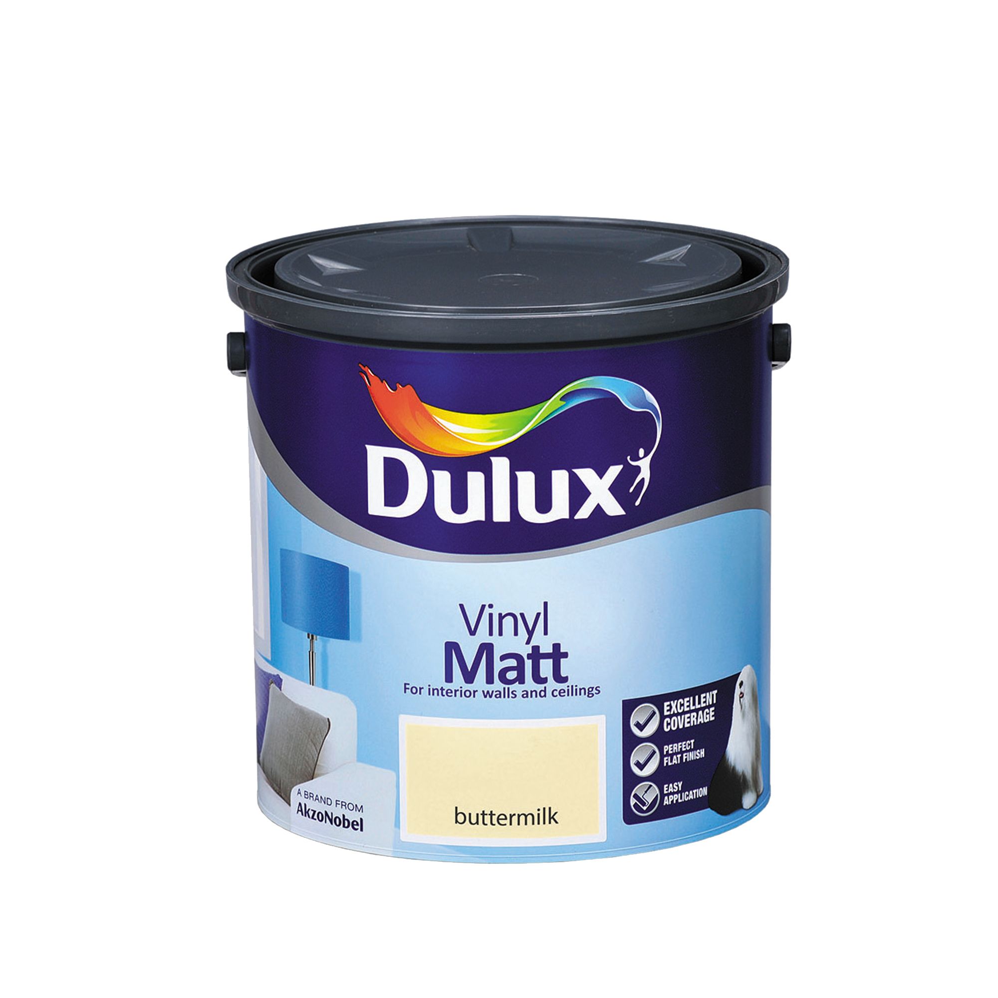 Dulux Easycare Buttermilk Vinyl matt Emulsion paint, 2.5L
