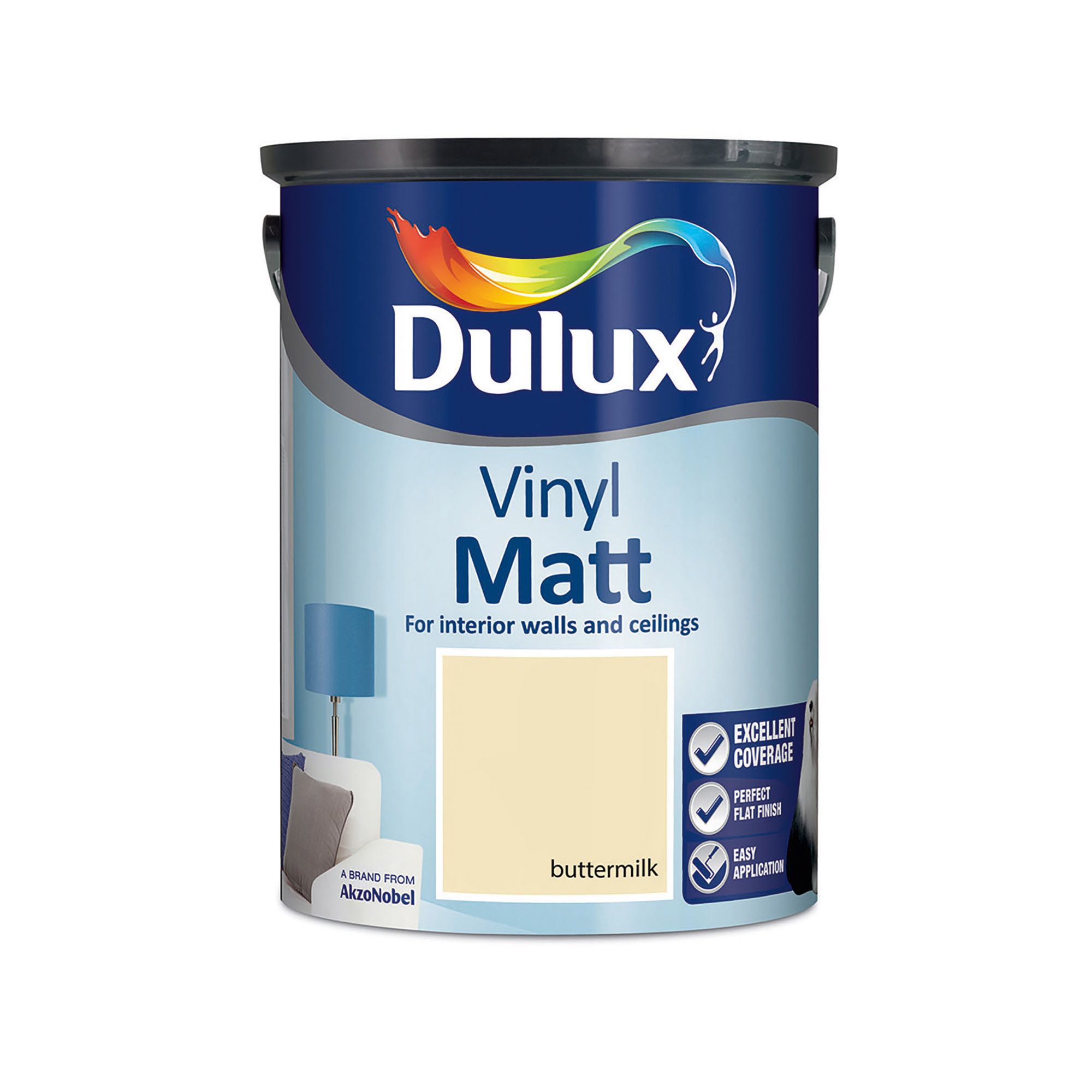 Dulux Easycare Buttermilk Vinyl matt Emulsion paint, 5L