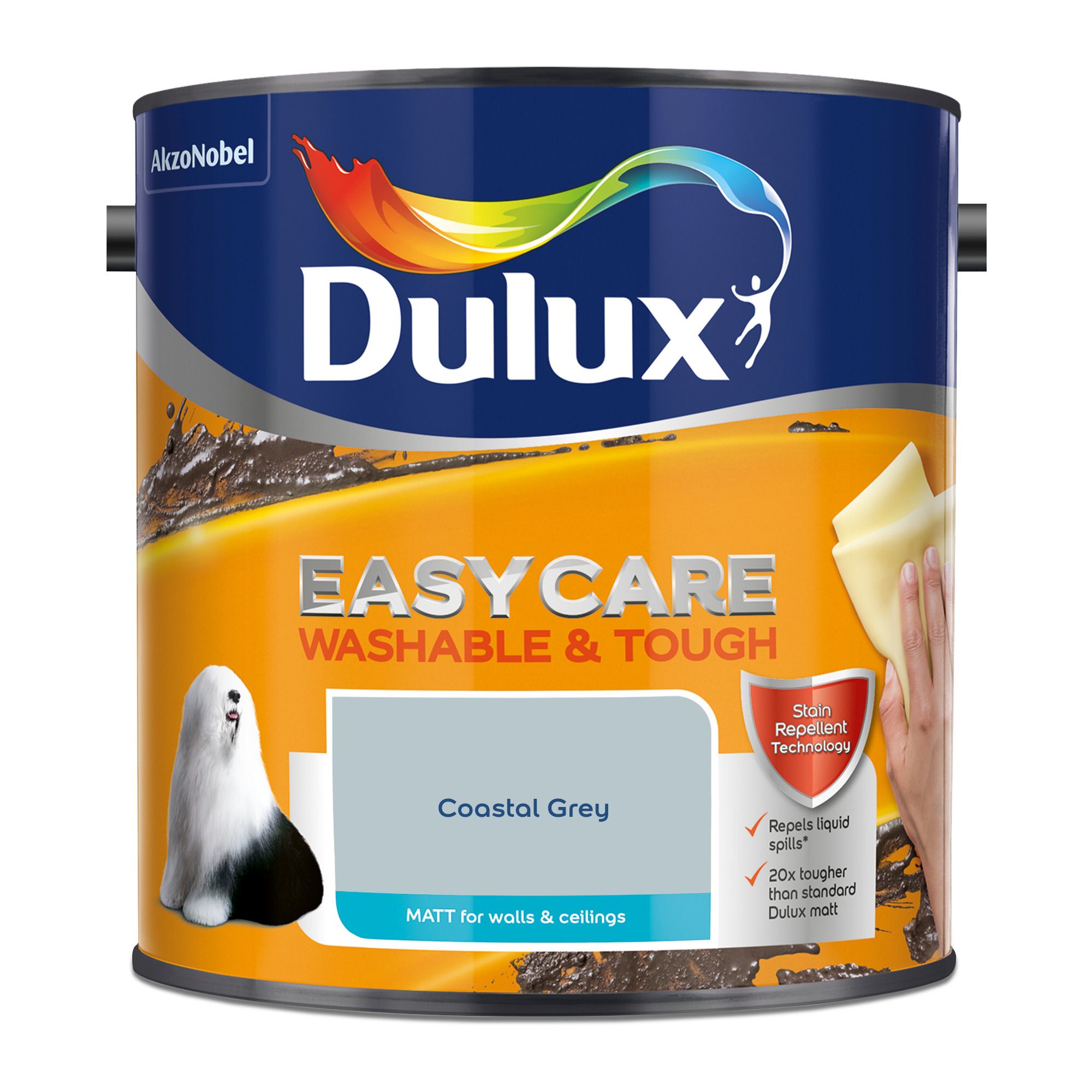 Dulux Easycare Coastal Grey Matt Wall paint, 2.5L