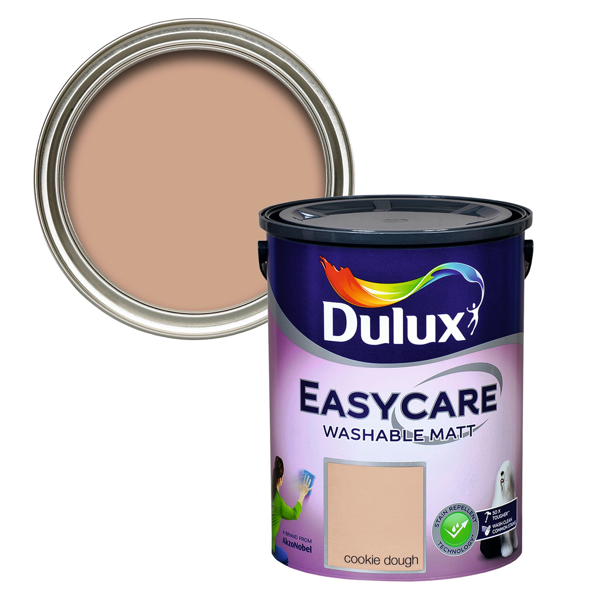 Dulux Easycare Cookie dough Flat matt Emulsion paint, 5L Tradepoint
