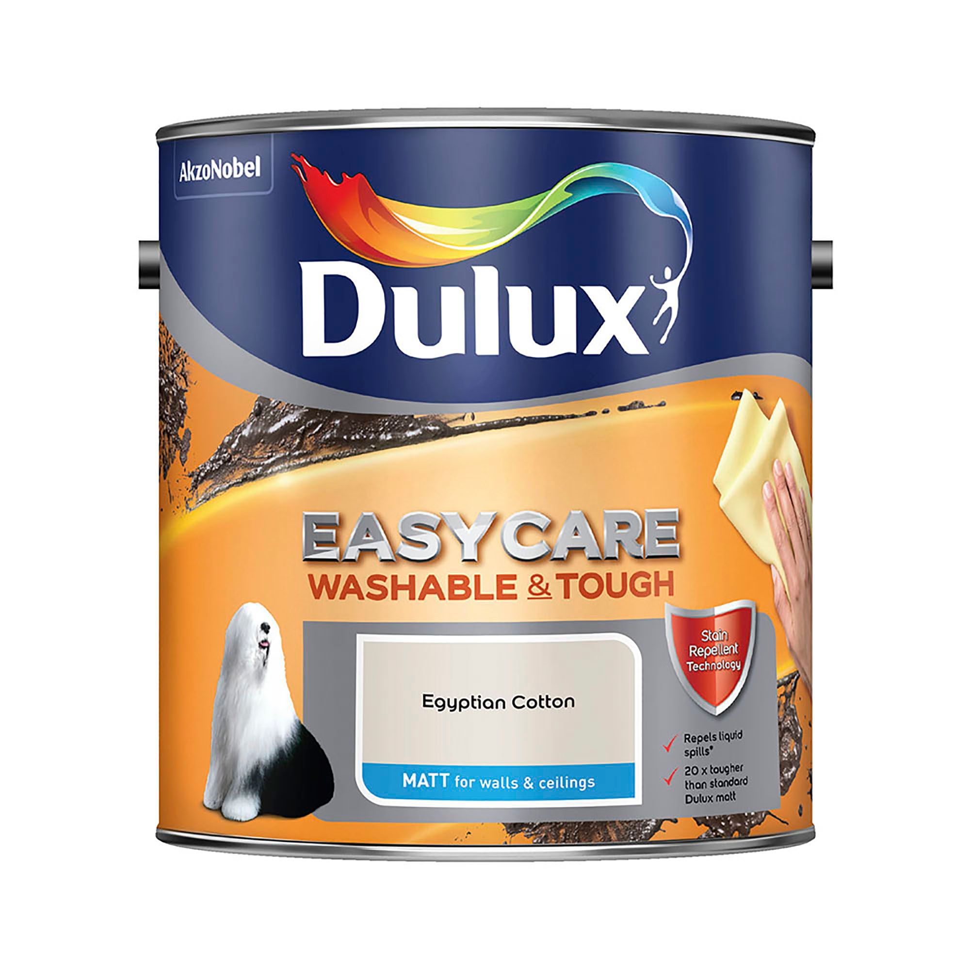 Dulux Easycare Egyptian cotton Matt Emulsion paint, 2.5L