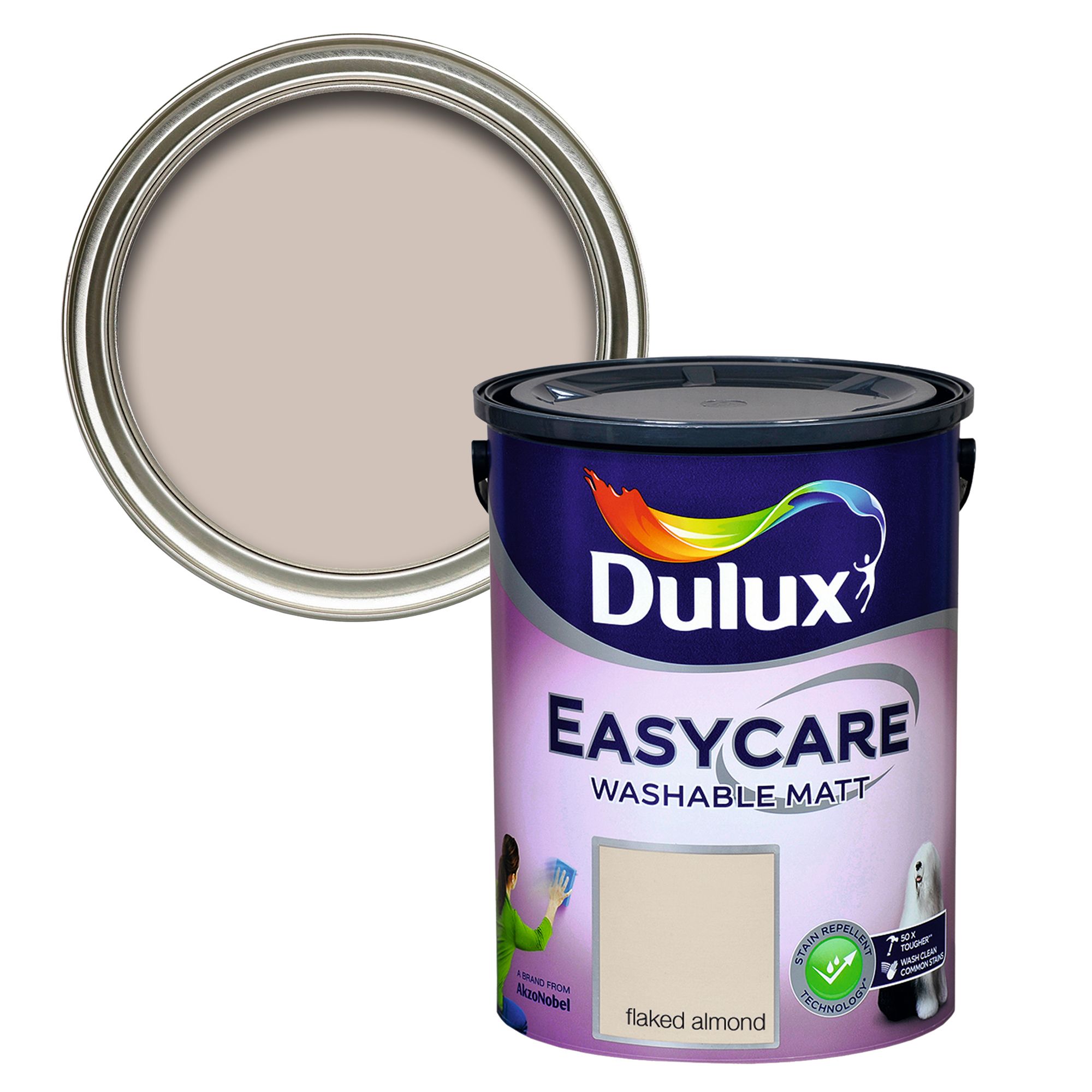 Dulux Easycare Flaked almond Flat matt Emulsion paint, 5L Tradepoint