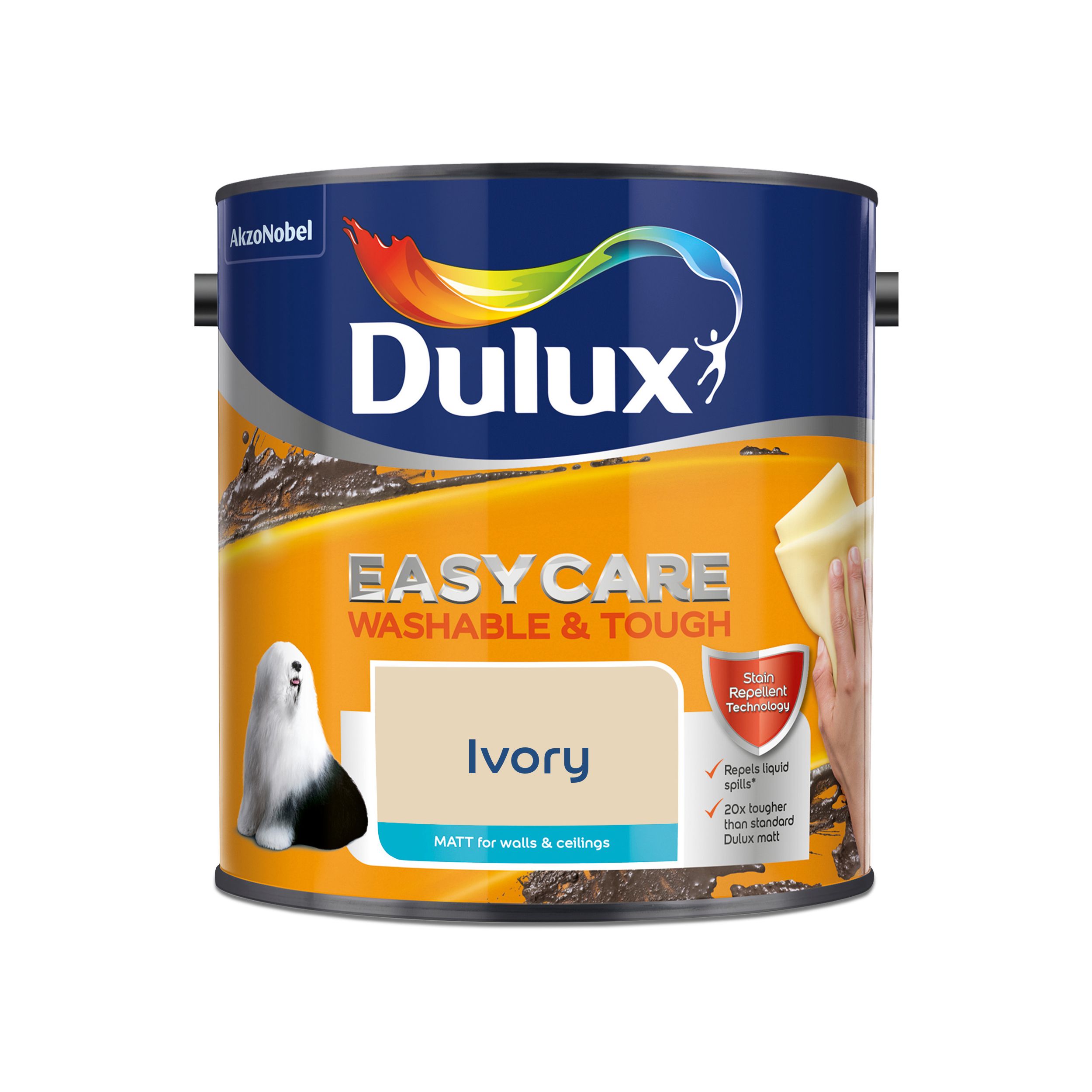 Dulux Easycare Ivory Matt Emulsion paint, 2.5L