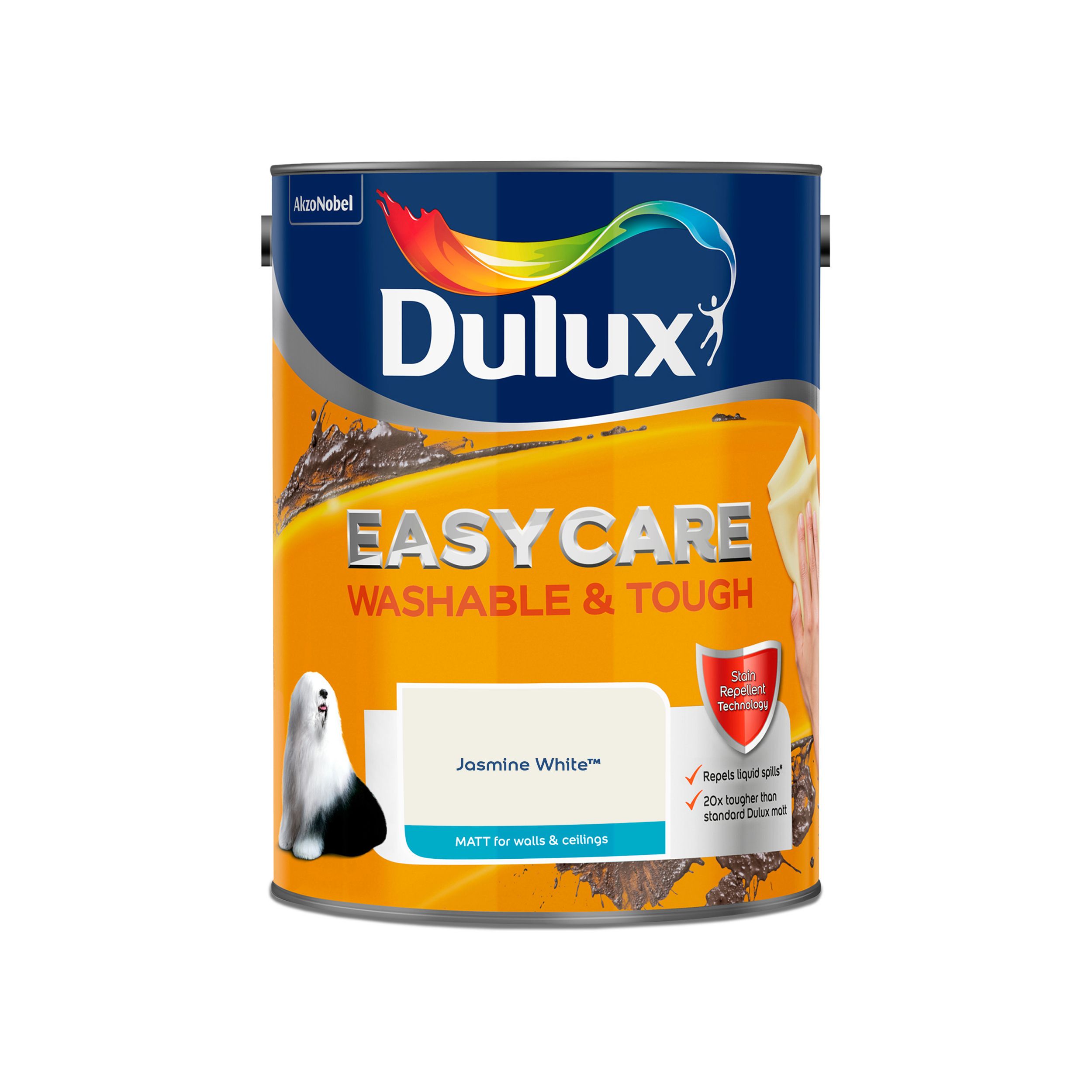 Dulux Easycare Brilliant white Matt Emulsion paint, 10L