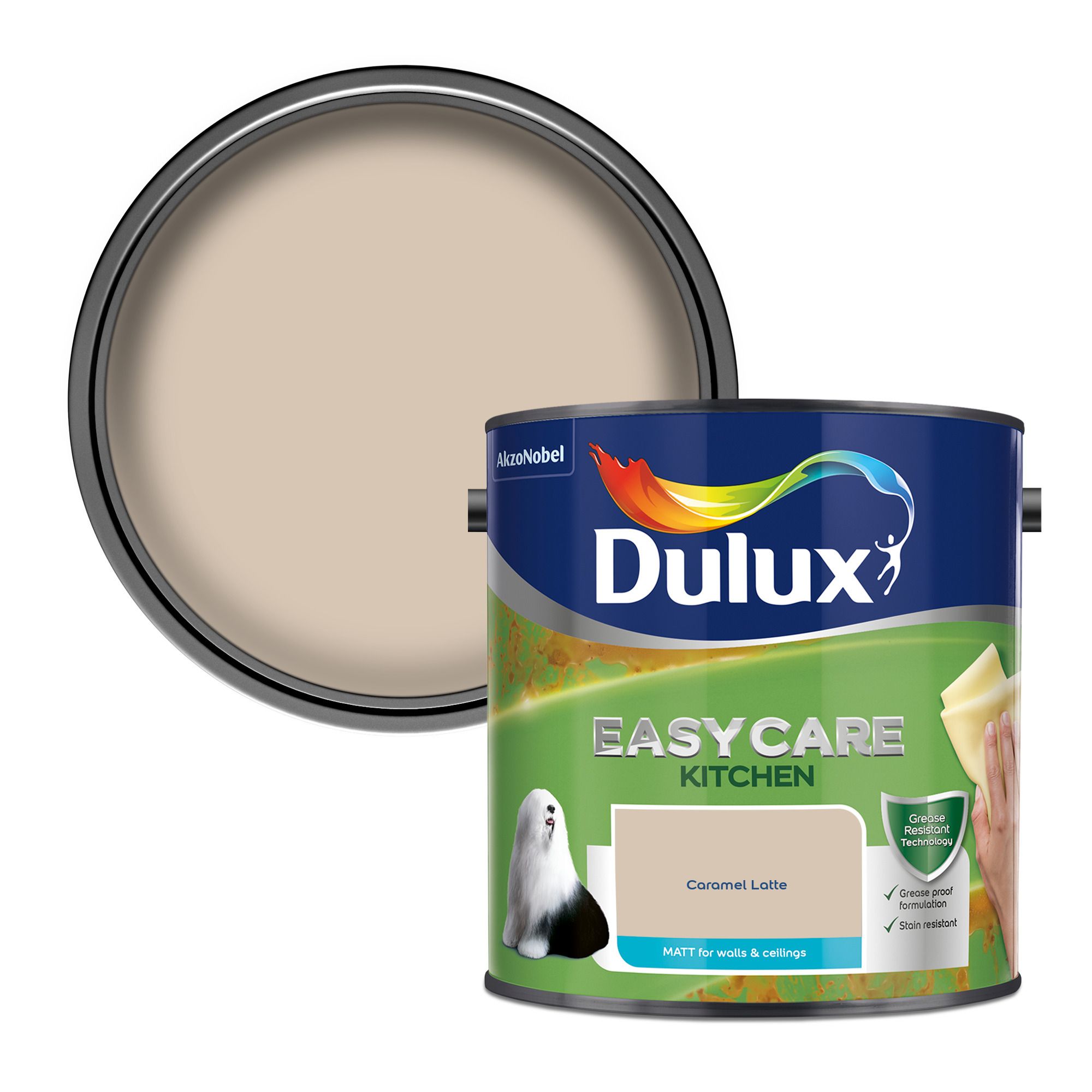 Dulux Easycare Kitchen Caramel latte Matt Emulsion paint, 2.5L
