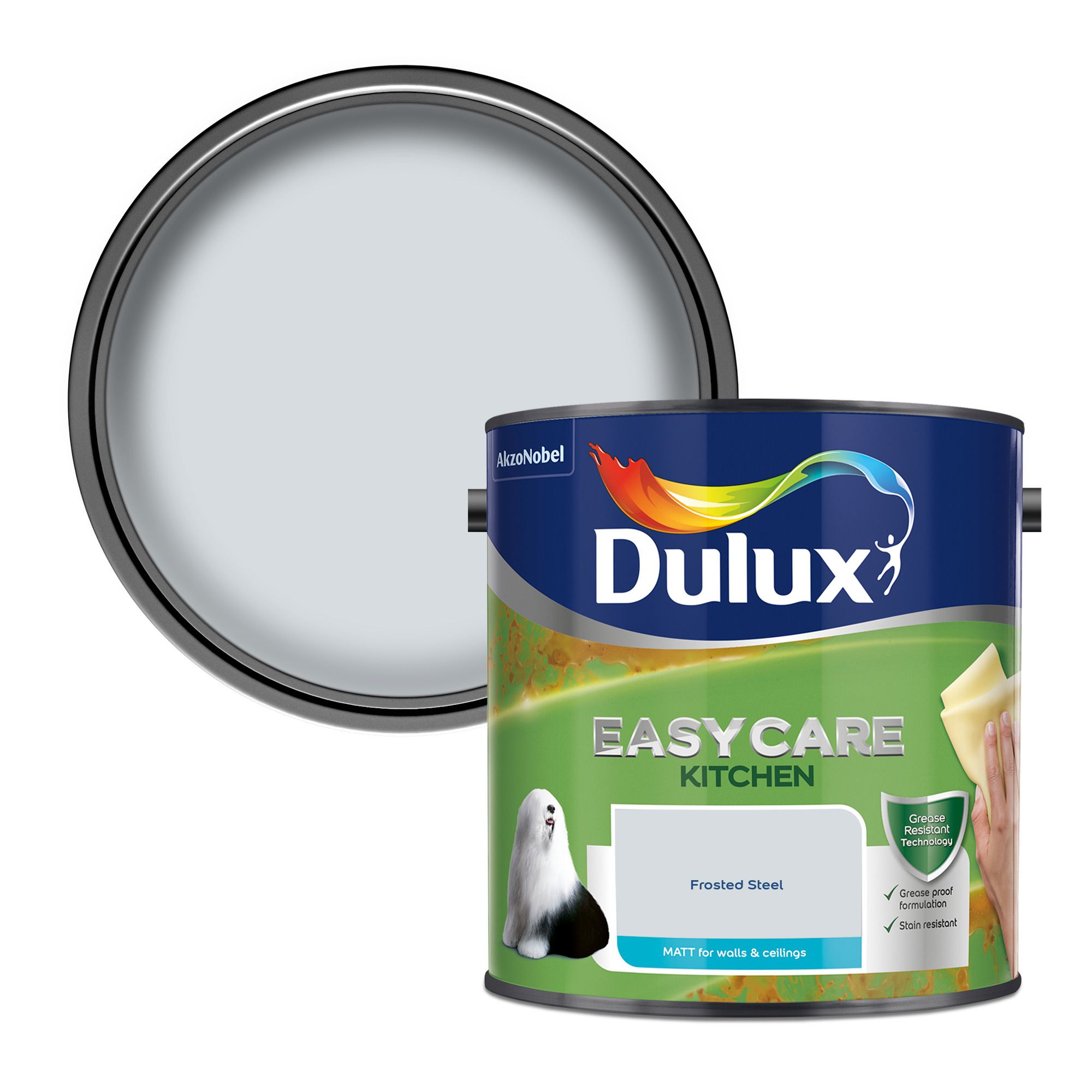 Dulux Easycare Kitchen Frosted steel Matt Emulsion paint, 2.5L