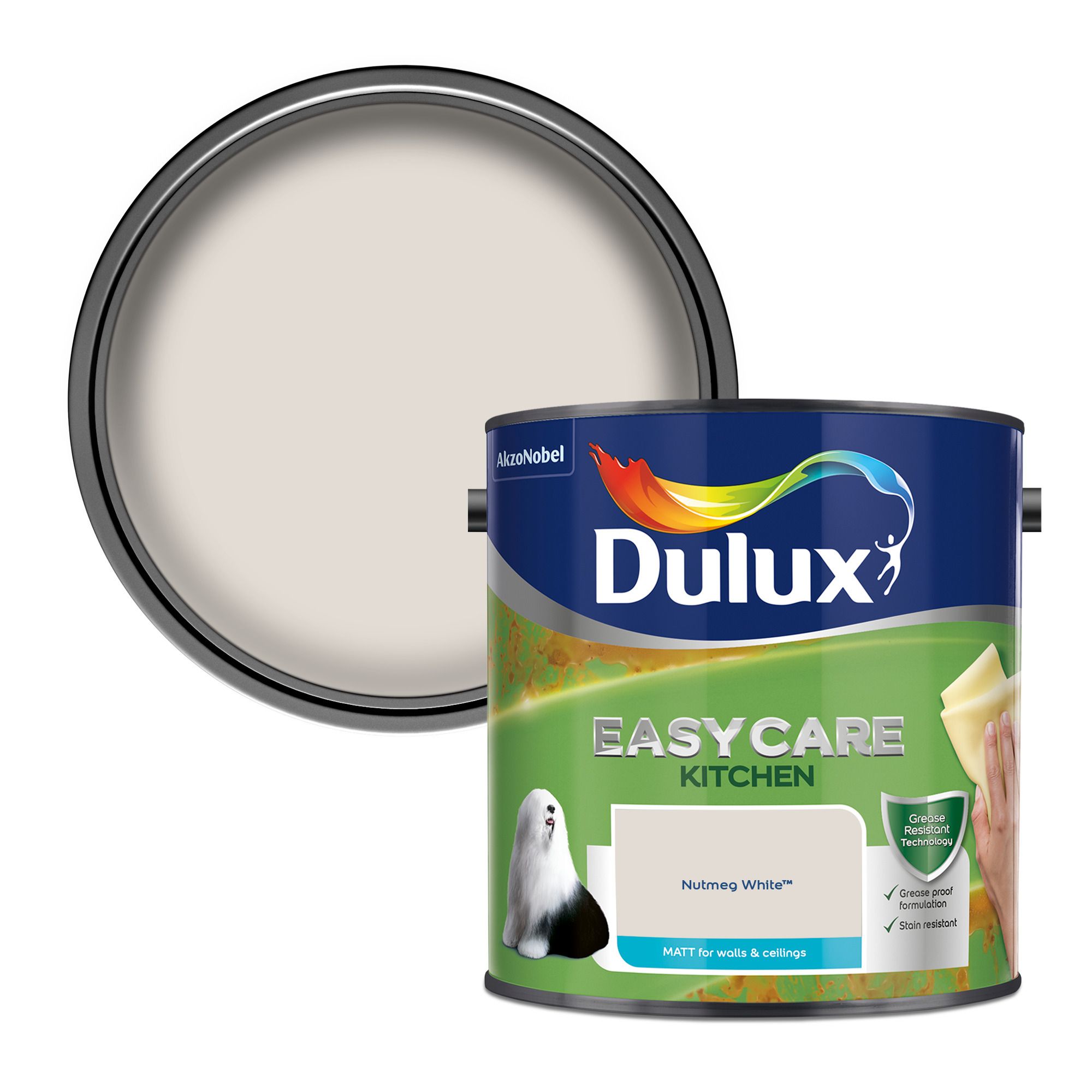 Dulux Easycare Kitchen Nutmeg white Matt Emulsion paint, 2.5L Tradepoint
