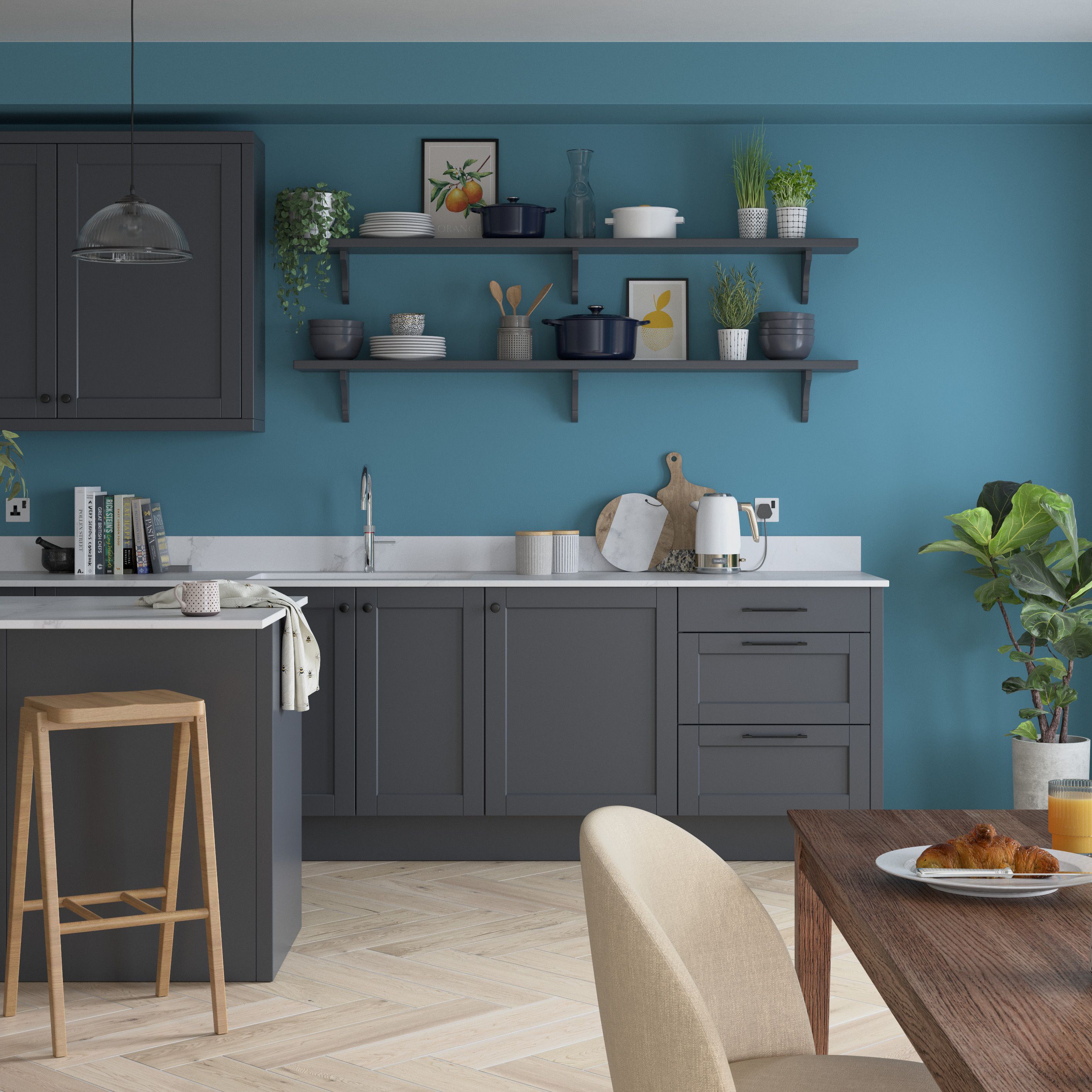Dulux Easycare Kitchen Stonewashed blue Matt Emulsion paint, 2.5L