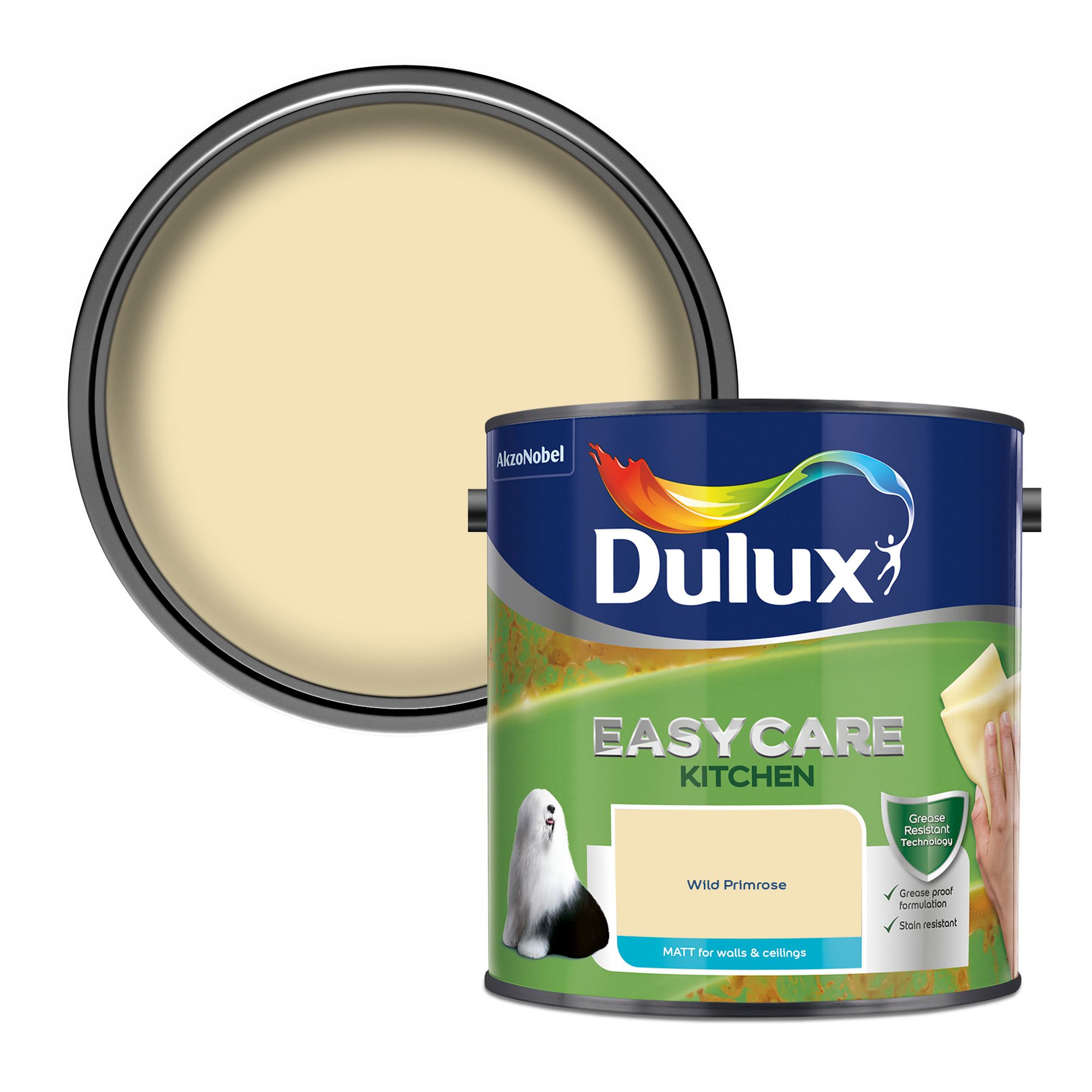 Dulux Easycare Kitchen Wild primrose Matt Emulsion paint, 2.5L