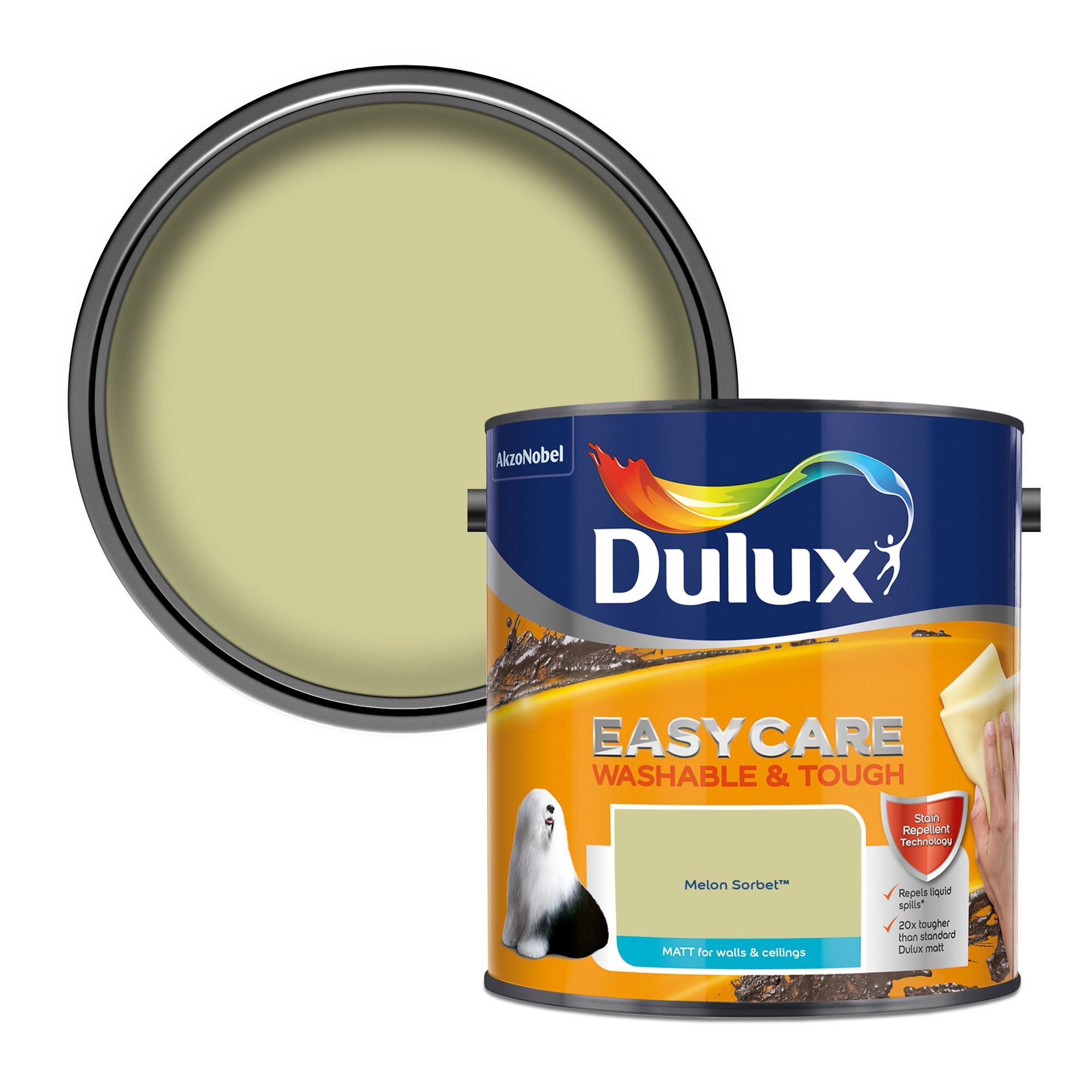 Dulux Easycare Melon sorbet Matt Emulsion paint, 2.5L