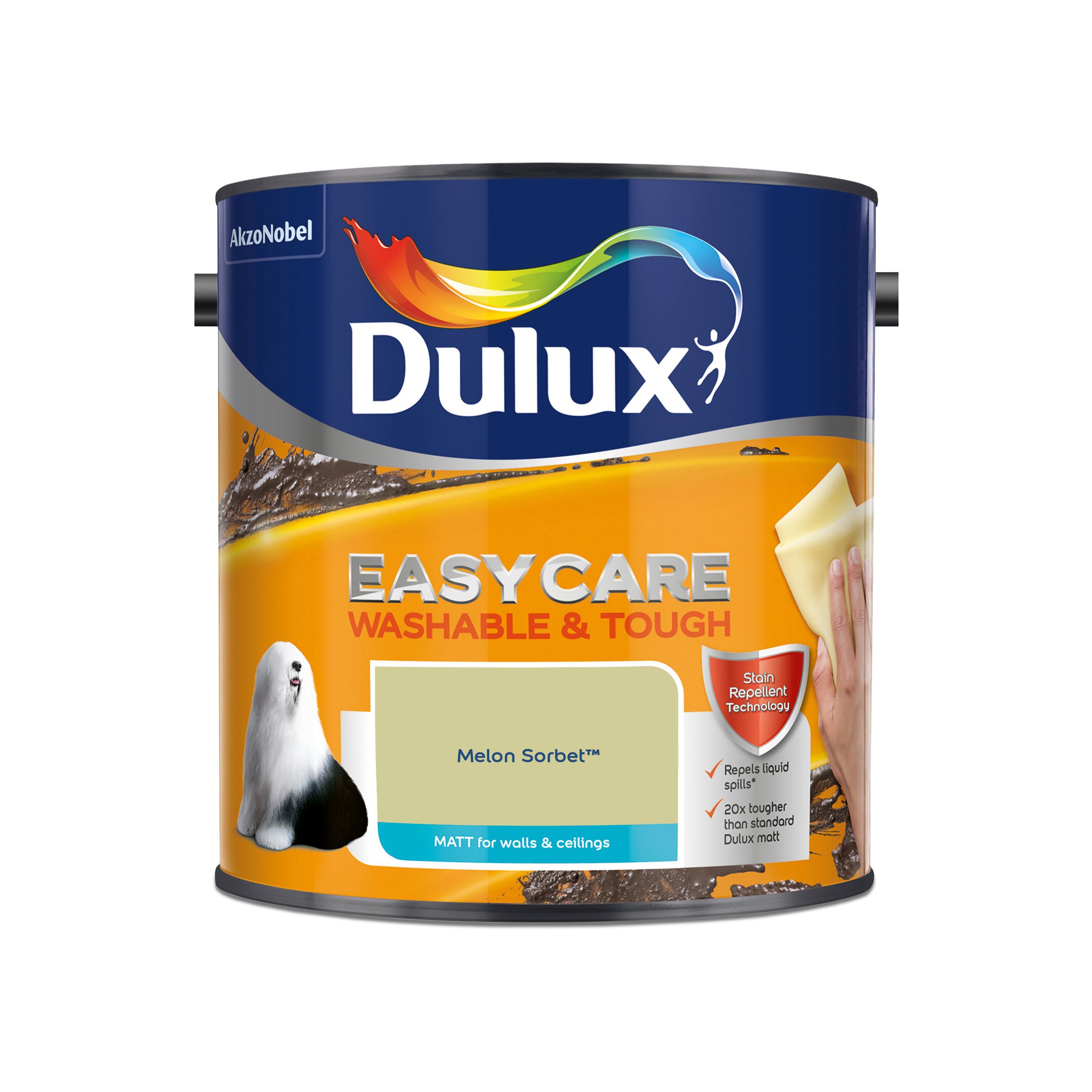 Dulux Easycare Melon sorbet Matt Emulsion paint, 2.5L