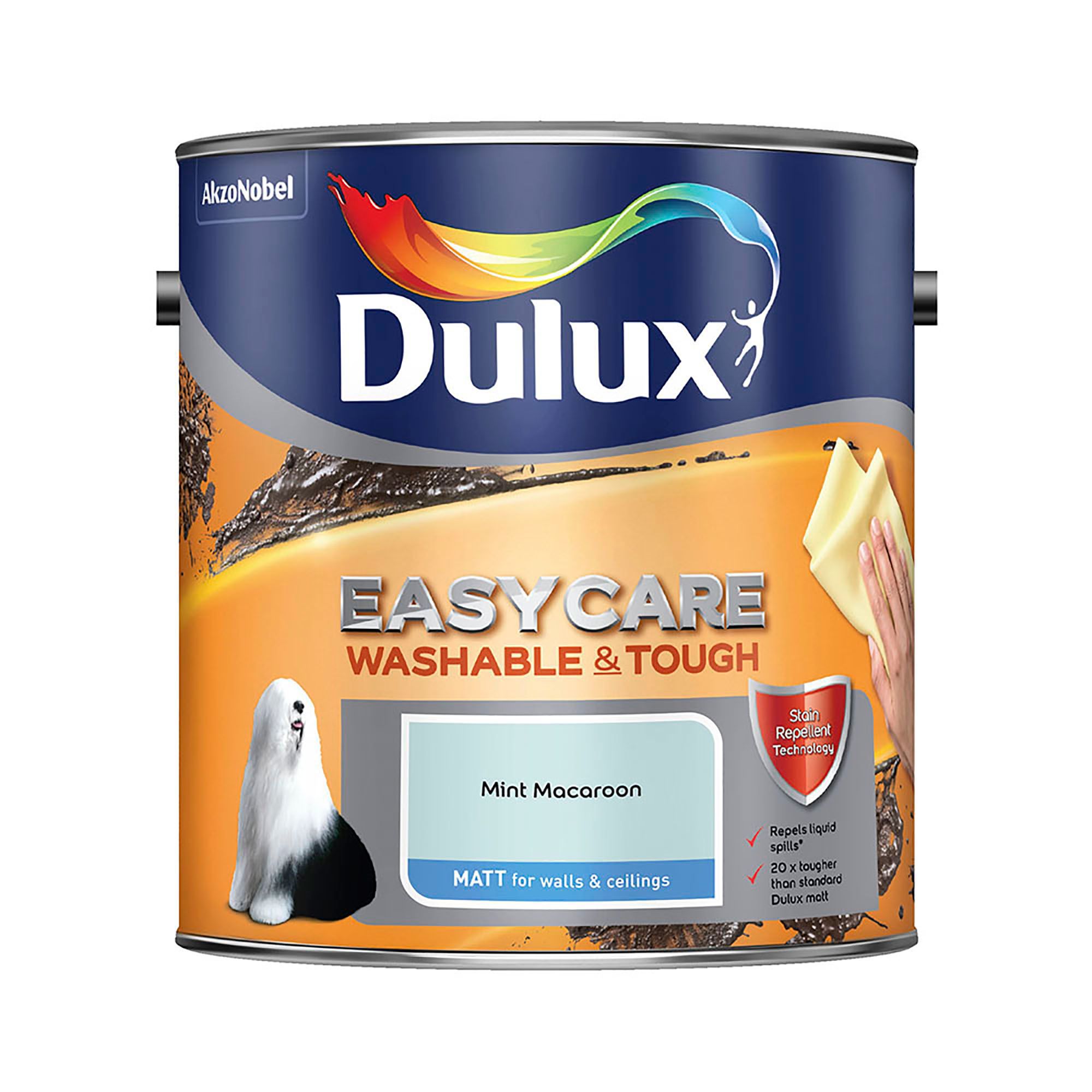 Dulux Easycare Mint macaroon Matt Emulsion paint, 2.5L
