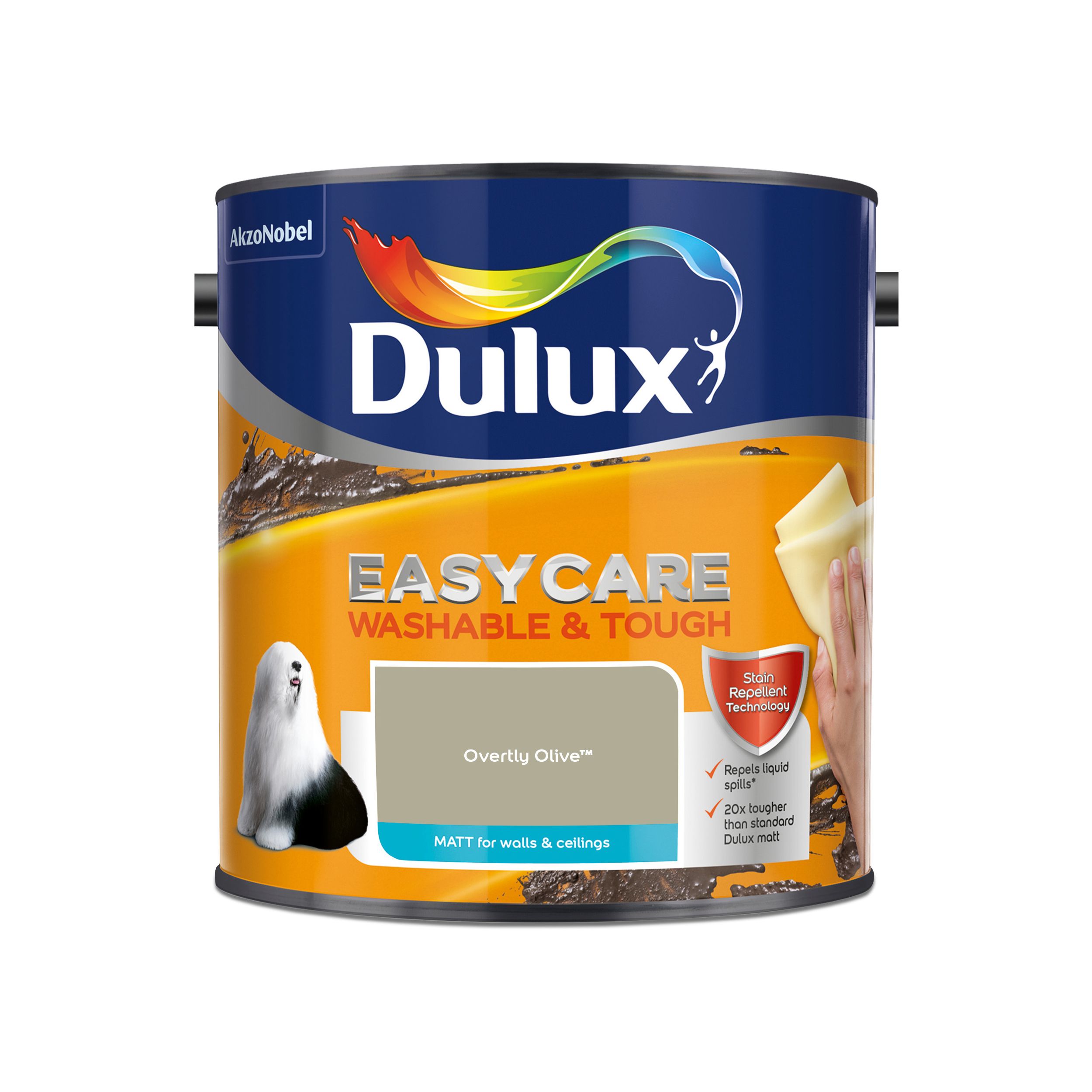 Dulux Easycare Overtly olive Matt Emulsion paint, 2.5L
