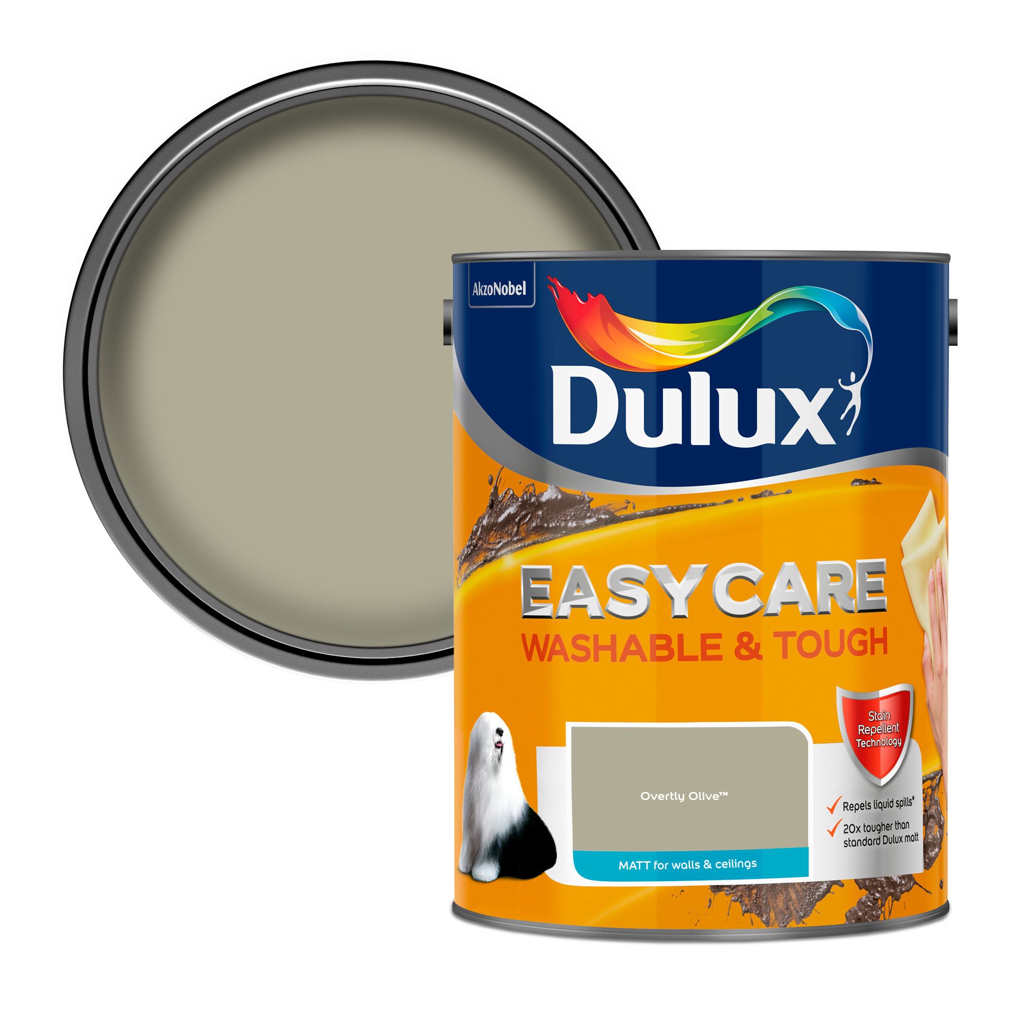 Dulux Easycare Overtly Olive Matt Wall paint, 5L