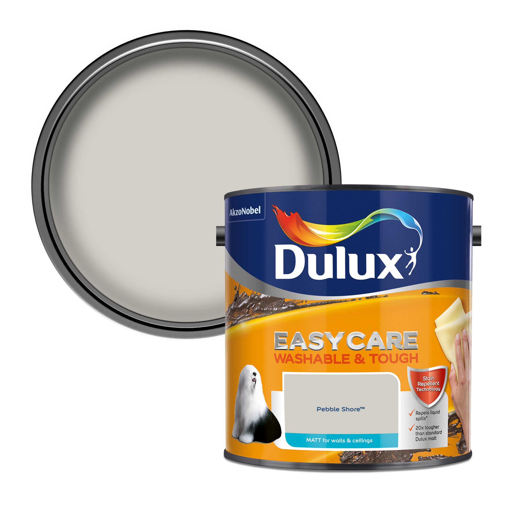 Dulux Easycare Pebble shore Matt Emulsion paint, 2.5L
