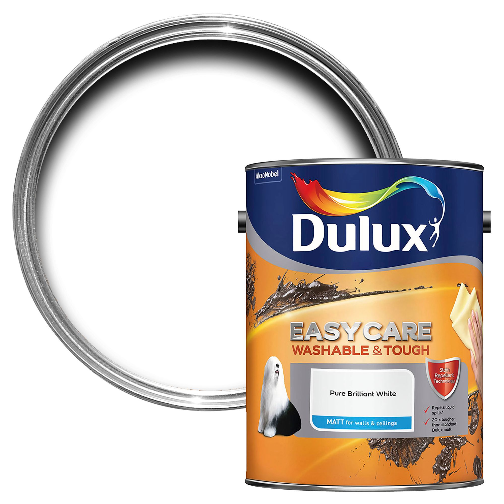 Dulux EasyCare Bathroom Pure Brilliant White Paint Litre), 40% OFF