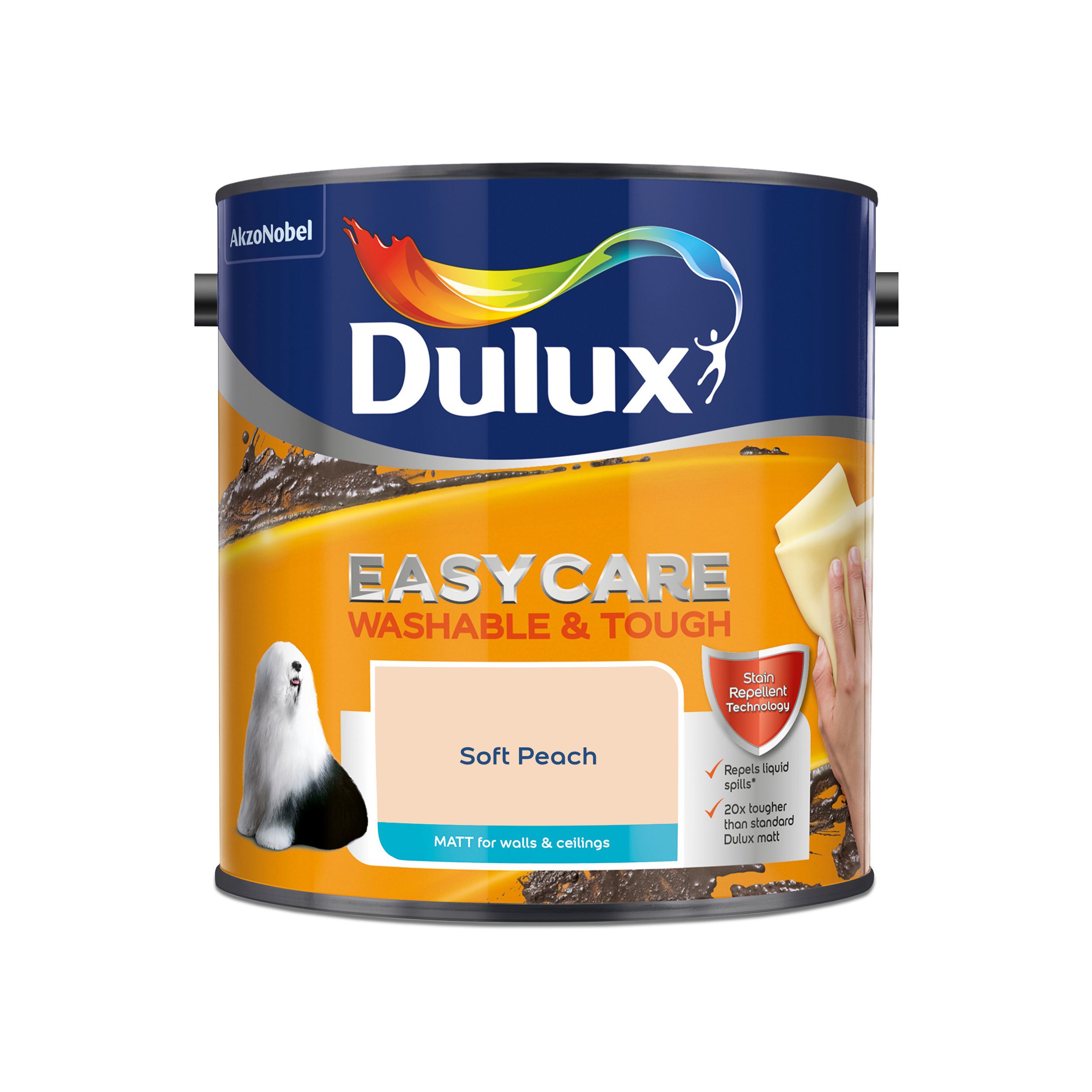 Dulux Easycare Soft peach Matt Emulsion paint, 2.5L