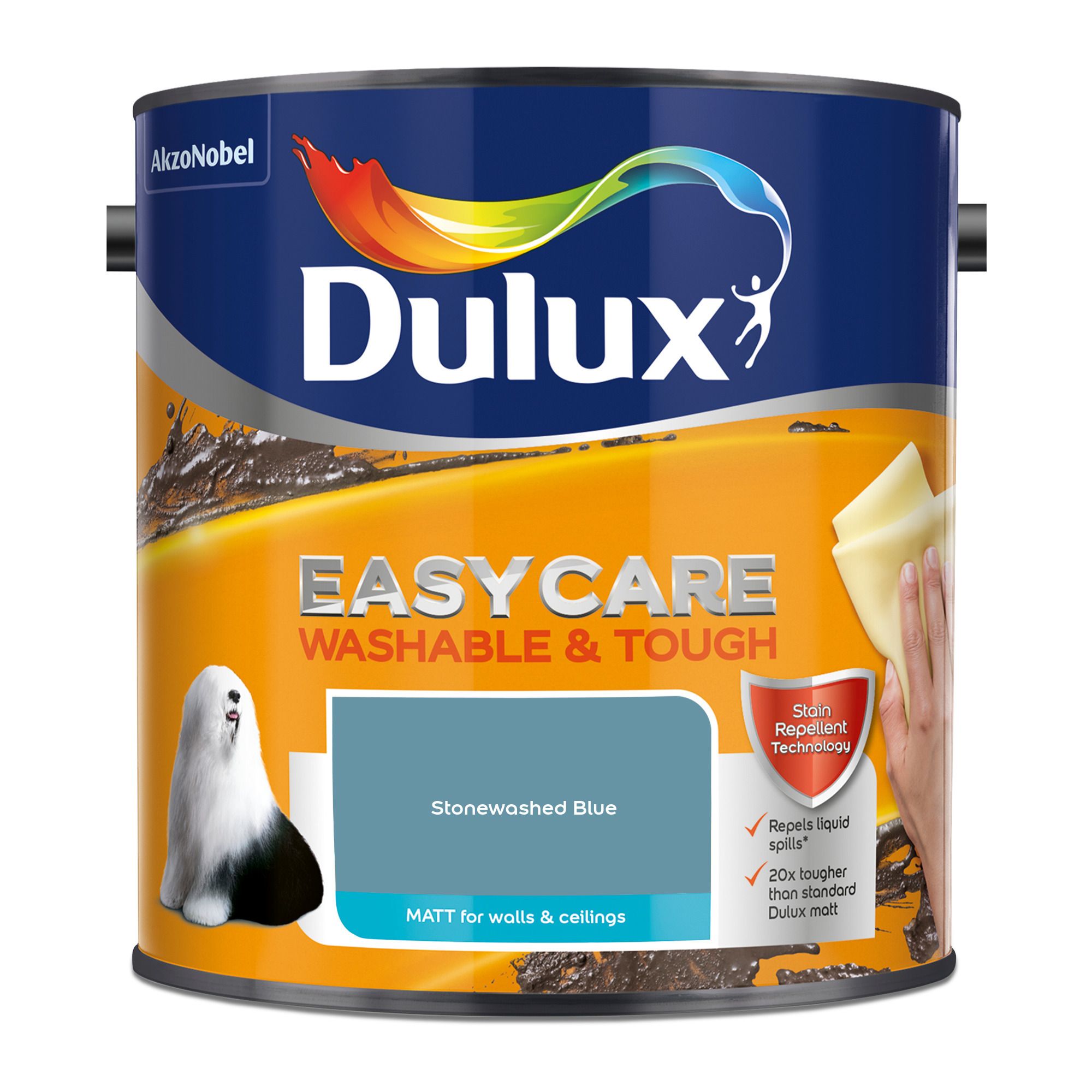 Dulux Easycare Stonewashed Blue Matt Wall paint, 2.5L