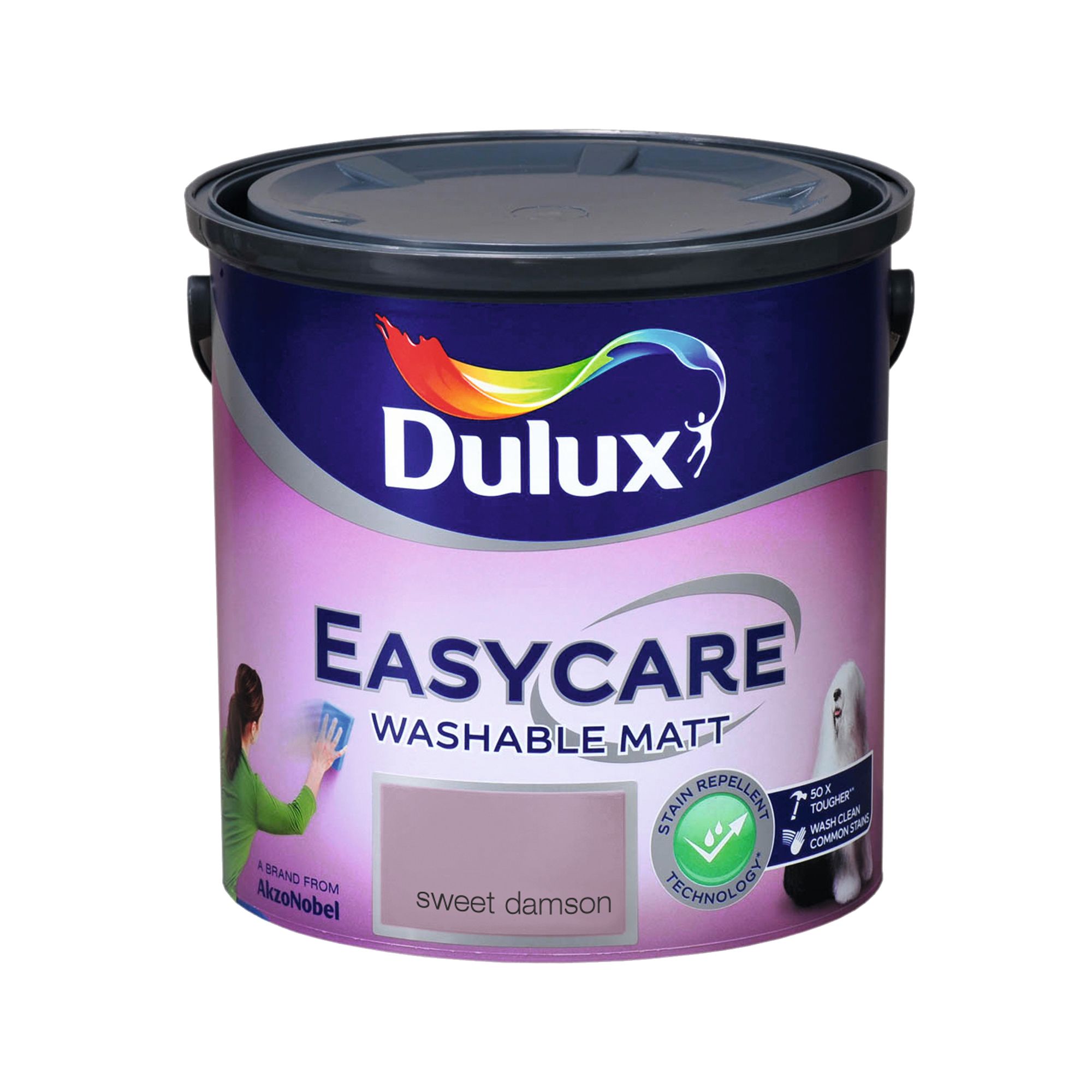 Dulux Easycare Sweet damson Flat matt Emulsion paint, 2.5L