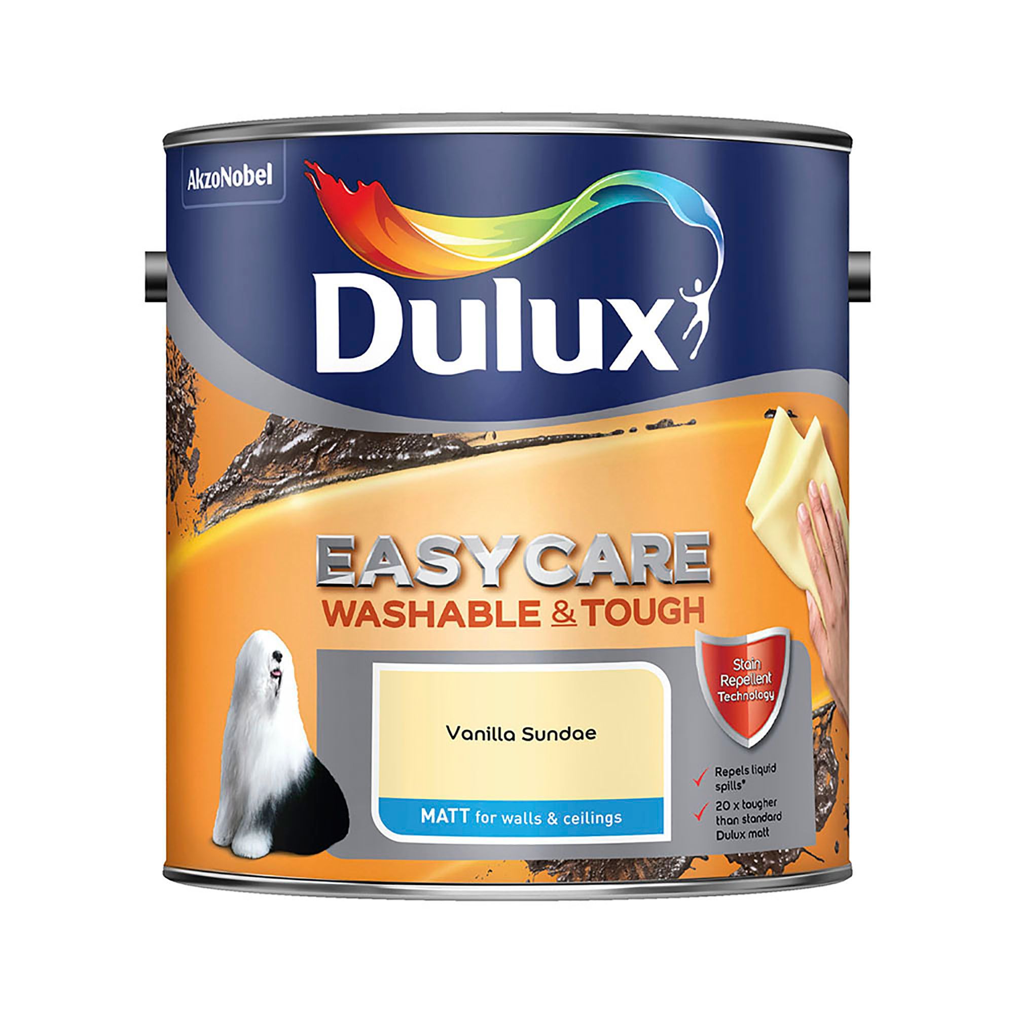Dulux Easycare Vanilla sundae Matt Emulsion paint, 2.5L