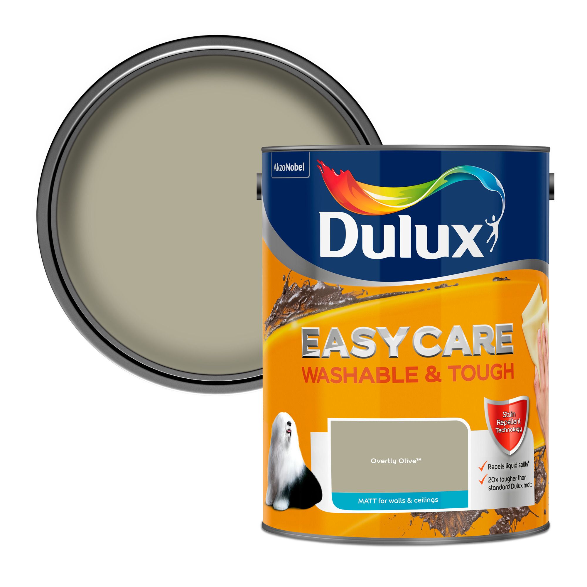 Dulux Easycare Washable & Tough Overtly Olive Matt Wall Paint, 5L ...